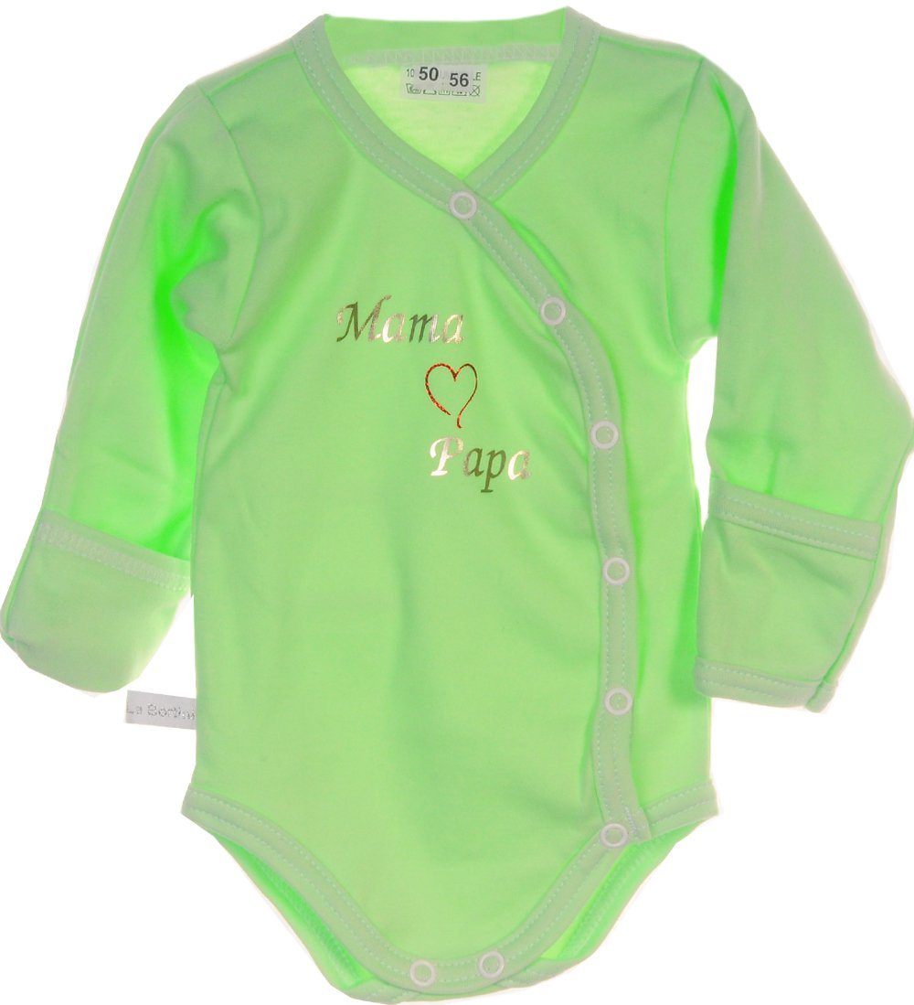 La Bortini Langarmwickelbody Body Wickelbody Kratzschutz Baby 44 50 56 62 68 74 80 86 92 98 104