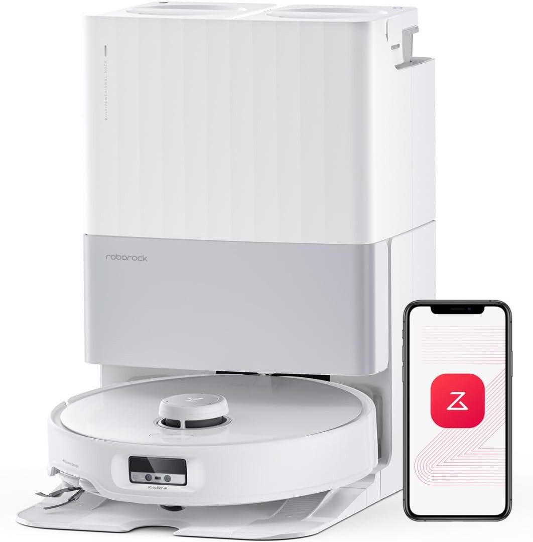 Roborock Saugroboter Qrevo Edge, 18500 Pa(Upgrade von Qrevo master/S7 MAXV Ultra) , Hebarem Wischmopp, 75℃ Heißwasser-Moppwäsche, 18500 Pa, Dual Anti-Tangle-System, , AdaptiLift™ Chassis