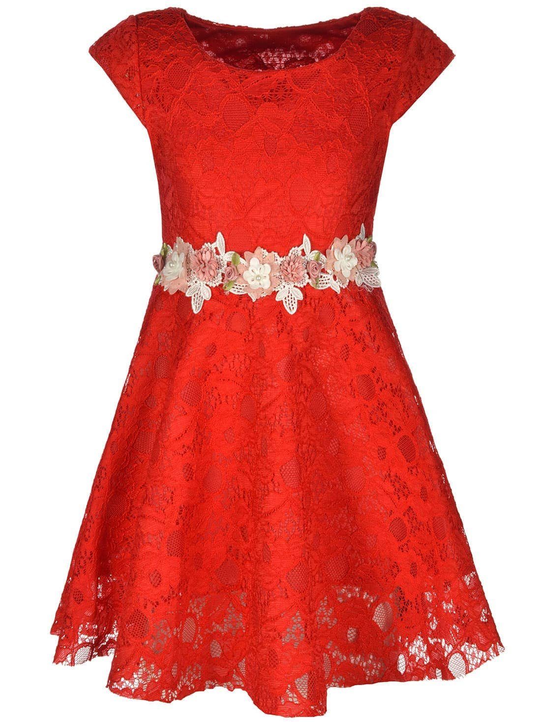 KMISSO Sommerkleid »Mädchen Kleid mit Spitze« (1-tlg) mit Bindegürtel  online kaufen | OTTO