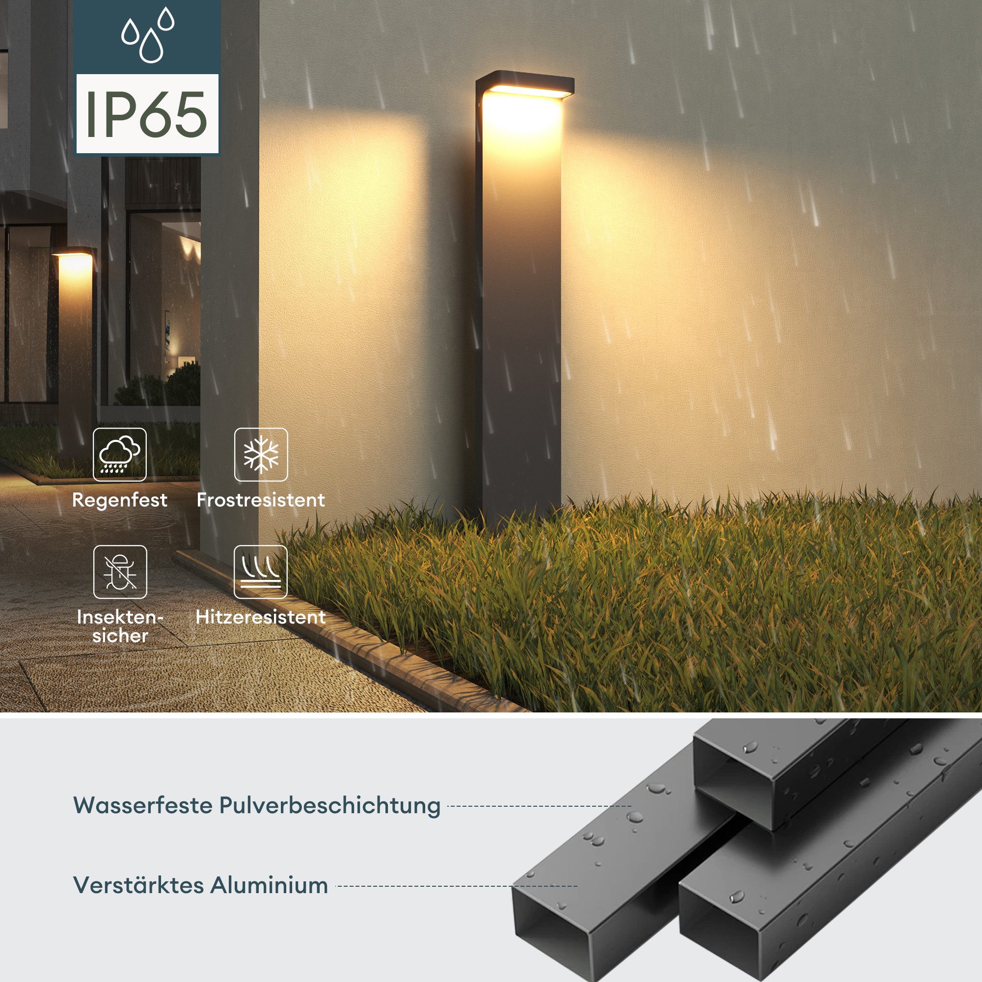 Mai & Mai LED Außen-Stehlampe LED Wegeleuchte IP65 Standleuchte für Außen 6W 3000K Gartenlampe – Bild 4 von 5