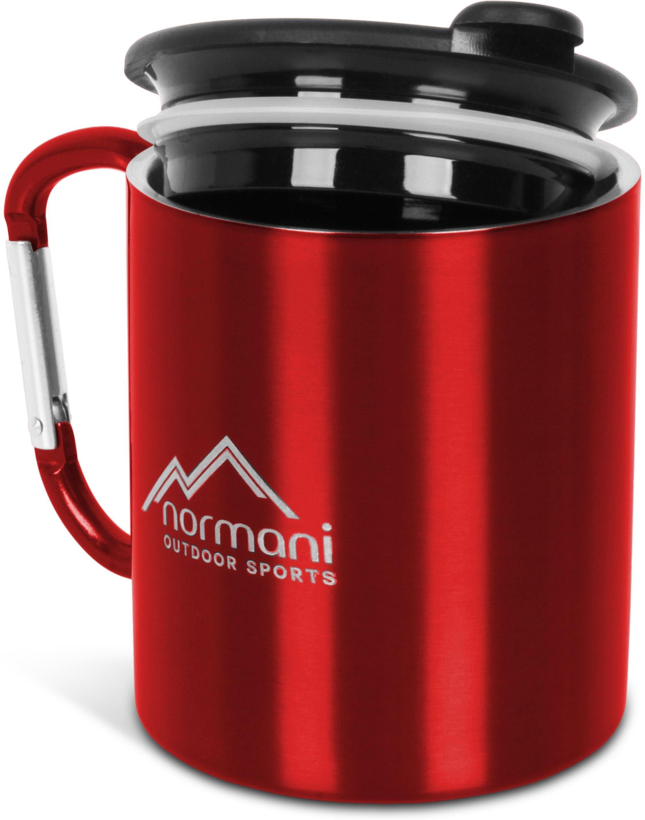 Edelstahl, Trinkdeckel, Campingtasse Edelstahltasse Outdoortasse rostfreiem Karabinertasse - Becher mit 330ml Doppelwandige - Edelstahl normani Rot aus