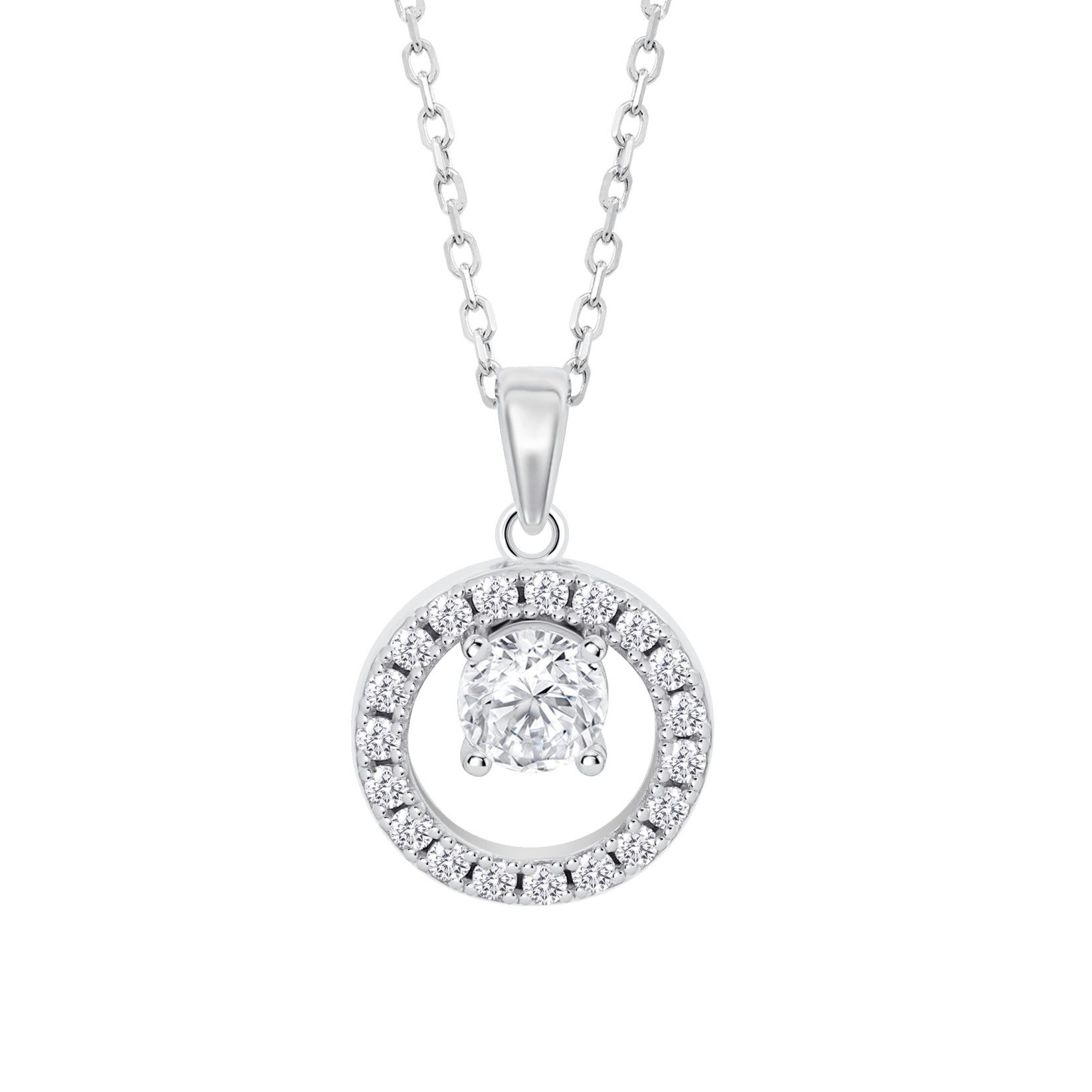 Lotus Kette mit Anhänger Silver Damen Halskette LP3080-1/1 Silber Zirkonia Ring 42+3 cm