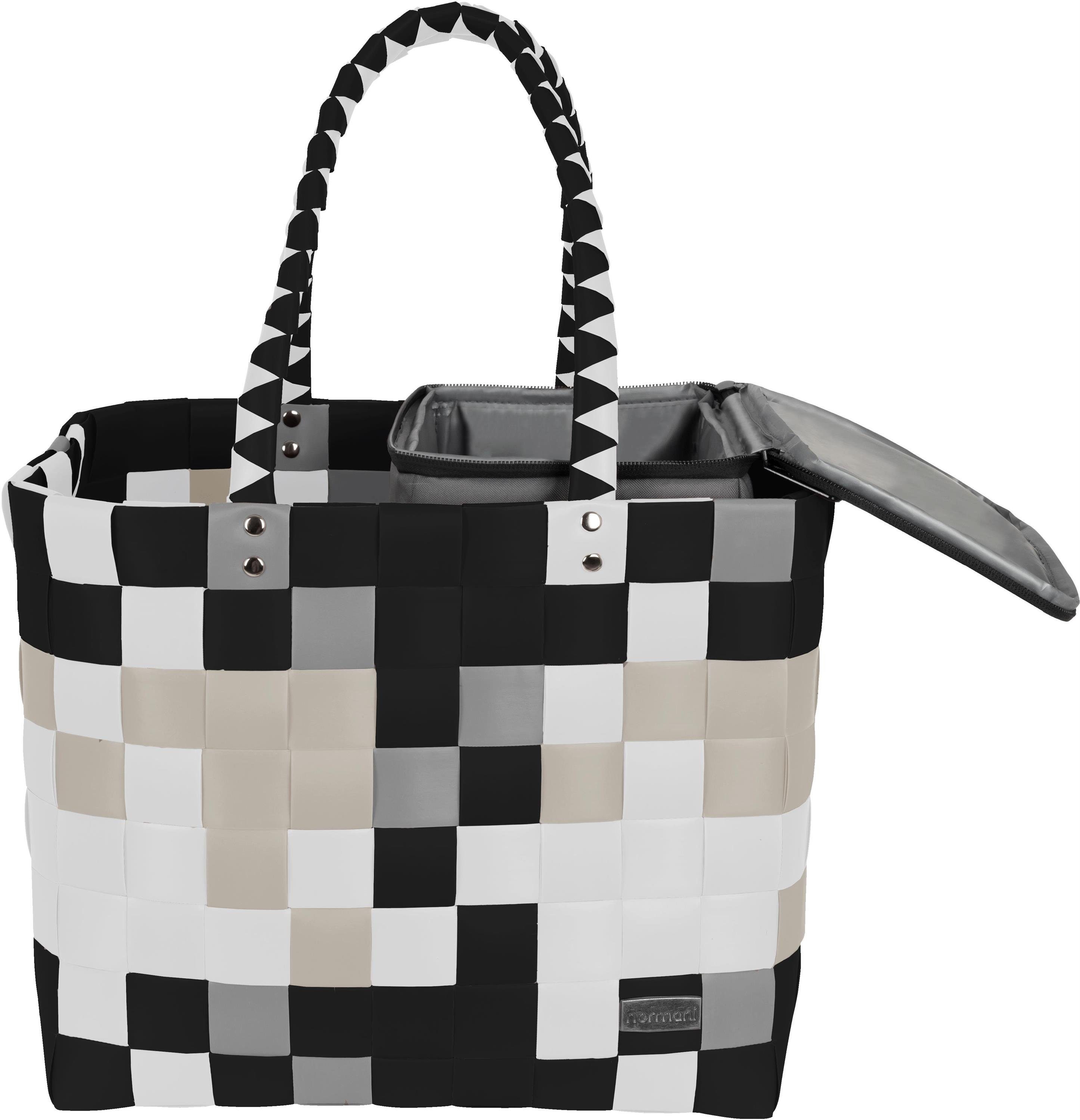 normani Einkaufskorb Flechtkorb mit kleiner Kühltasche, 20 l, Einkaufskorb mit kleine Kühlbox