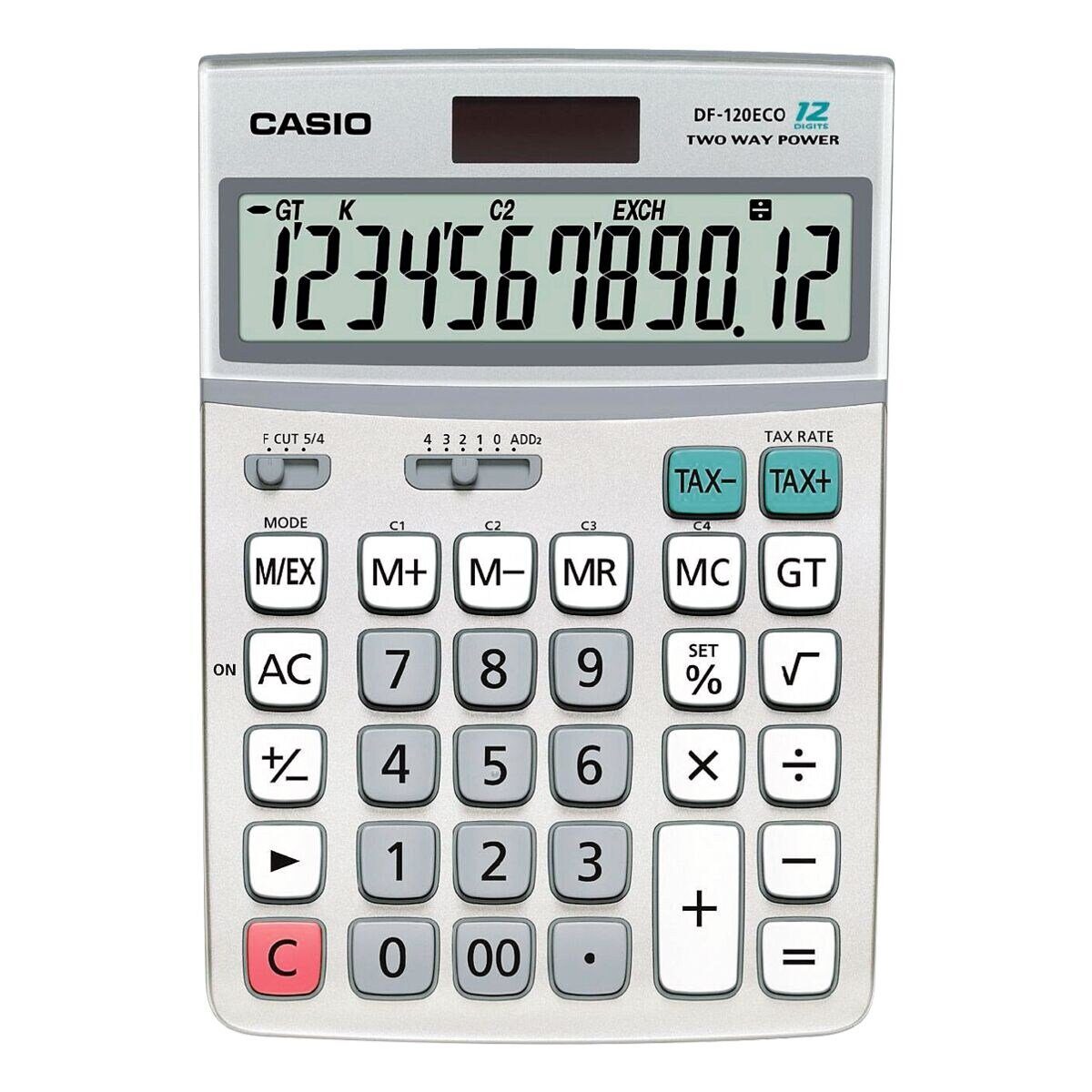 CASIO Taschenrechner DF-120 eco, mit Großformat-Tastatur