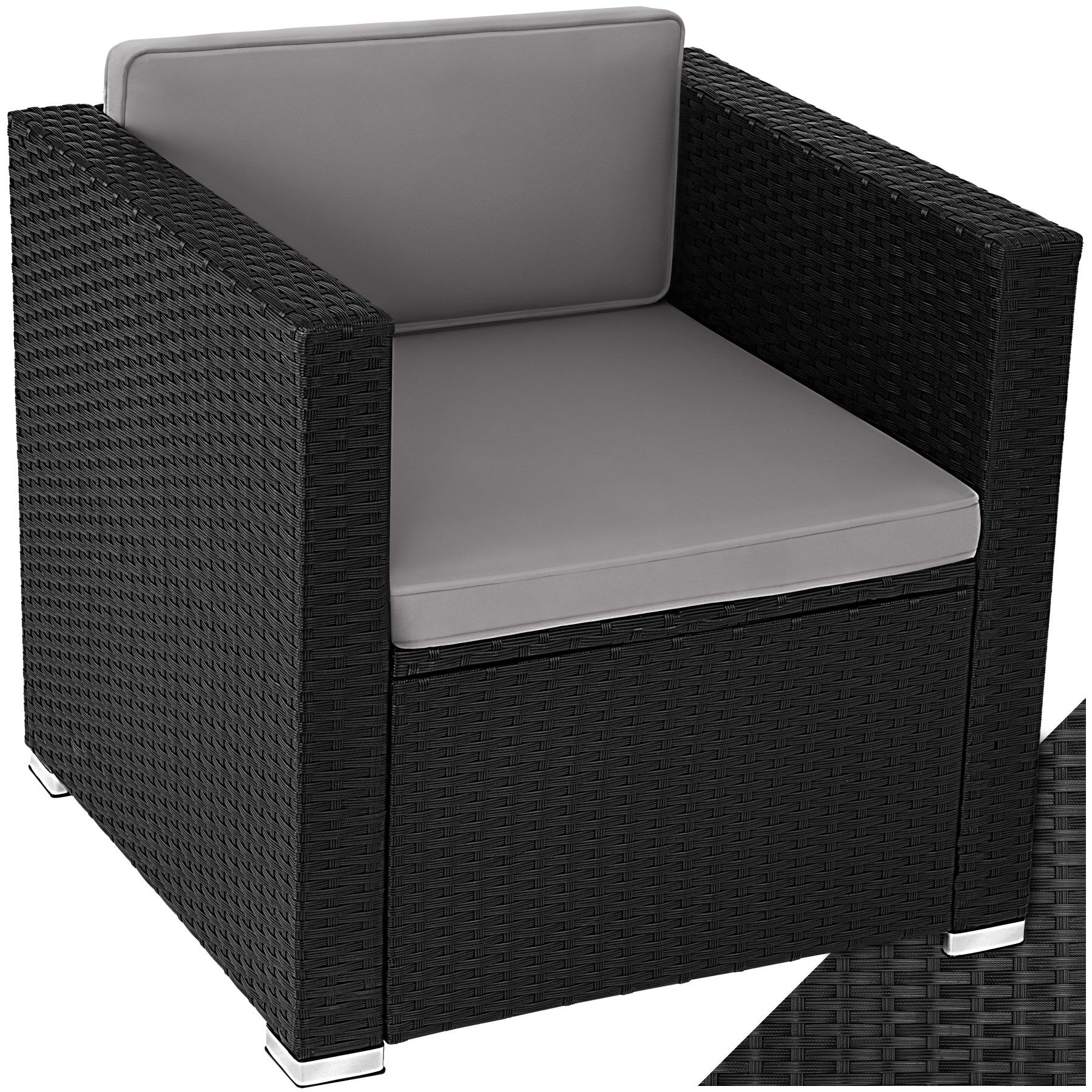 tectake Rattanstuhl Rattansessel, 70 x 69 x 65 cm, widerstandsfähig, UV-beständig (Gartensessel Lignano, 1 St), Feines Geflecht aus UV-beständigem Polyrattan