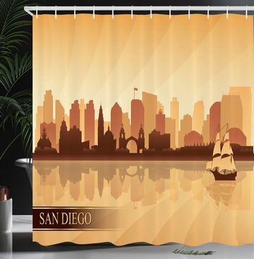 Abakuhaus Duschvorhang Moderner Digitaldruck mit 12 Haken auf Stoff Wasser Resistent Breite 175 cm, Höhe 180 cm, San Diego Segeln Ship Design