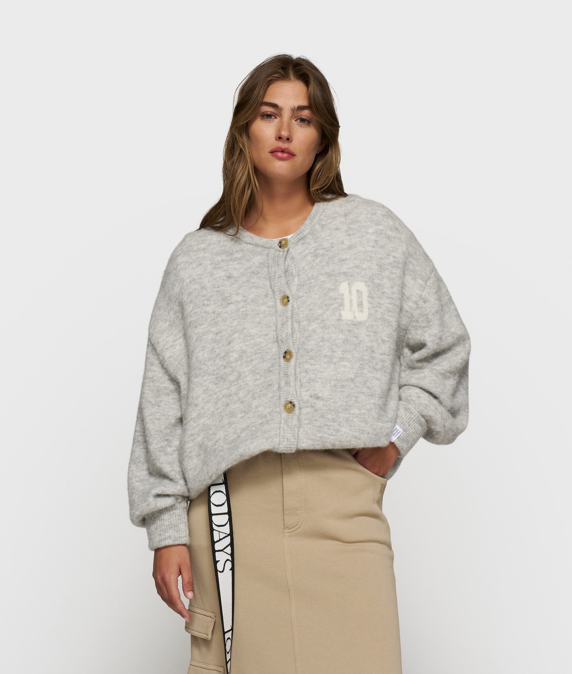 10DAYS Sweatshirt soft baseball knit cardigan