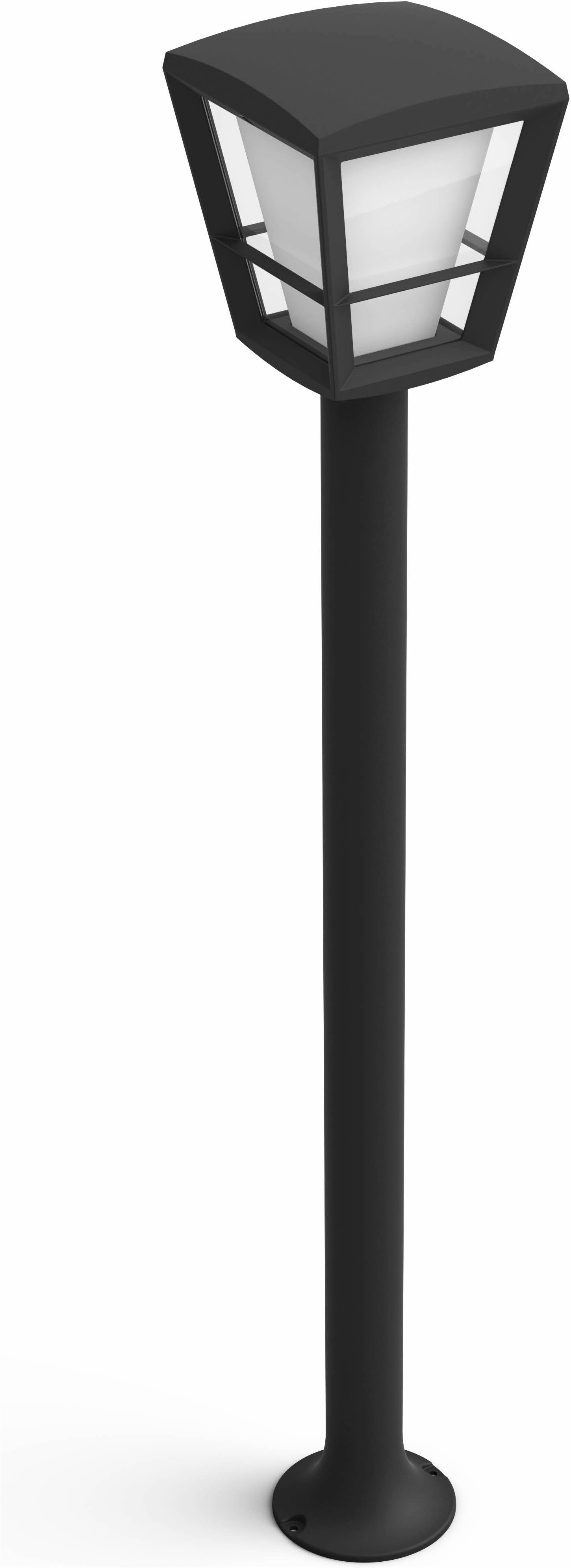 Philips Hue LED Pollerleuchte Outdoor White & Color Ambiance Econic schwarz, Abschaltautomatik, Bluetooth, CCT - über Fernbedienung, Dimmfunktion, Einschlafhilfe, Farbsteuerung, Farbwechsel, Memory, nach Trennung vom Netz, Nachtlichtfunktion, RGB, Smart Home, Timerfunktion, Weckerfunktion, dimmbar über Fernbedienung, mehrere Helligkeitsstufen, LED fest integriert, Farbwechsler, RGB, warmweiß - kaltweiß, Steuerbar per App und Stimme, Smart Home fähig, Farbfähig und Weißtöne