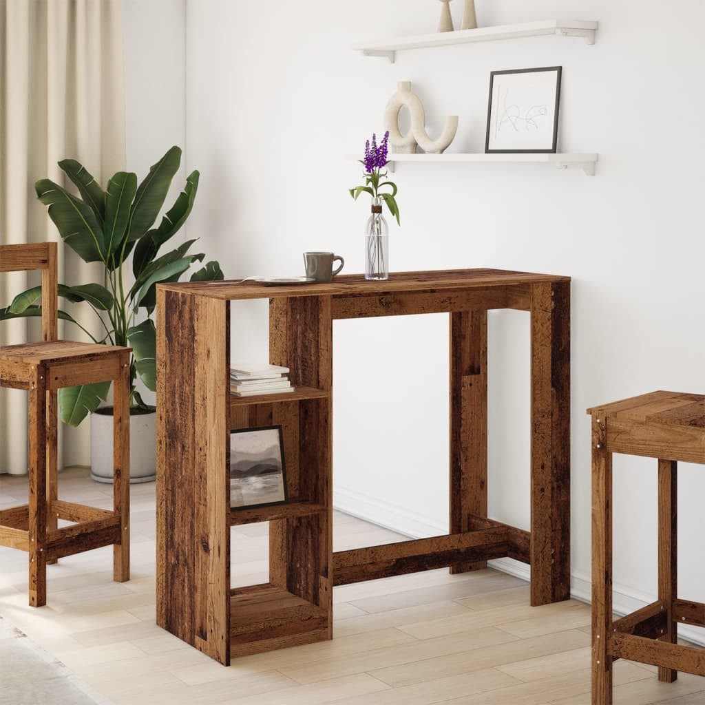 vidaXL Esstisch Bartisch mit Regal Altholz-Optik günstig online kaufen