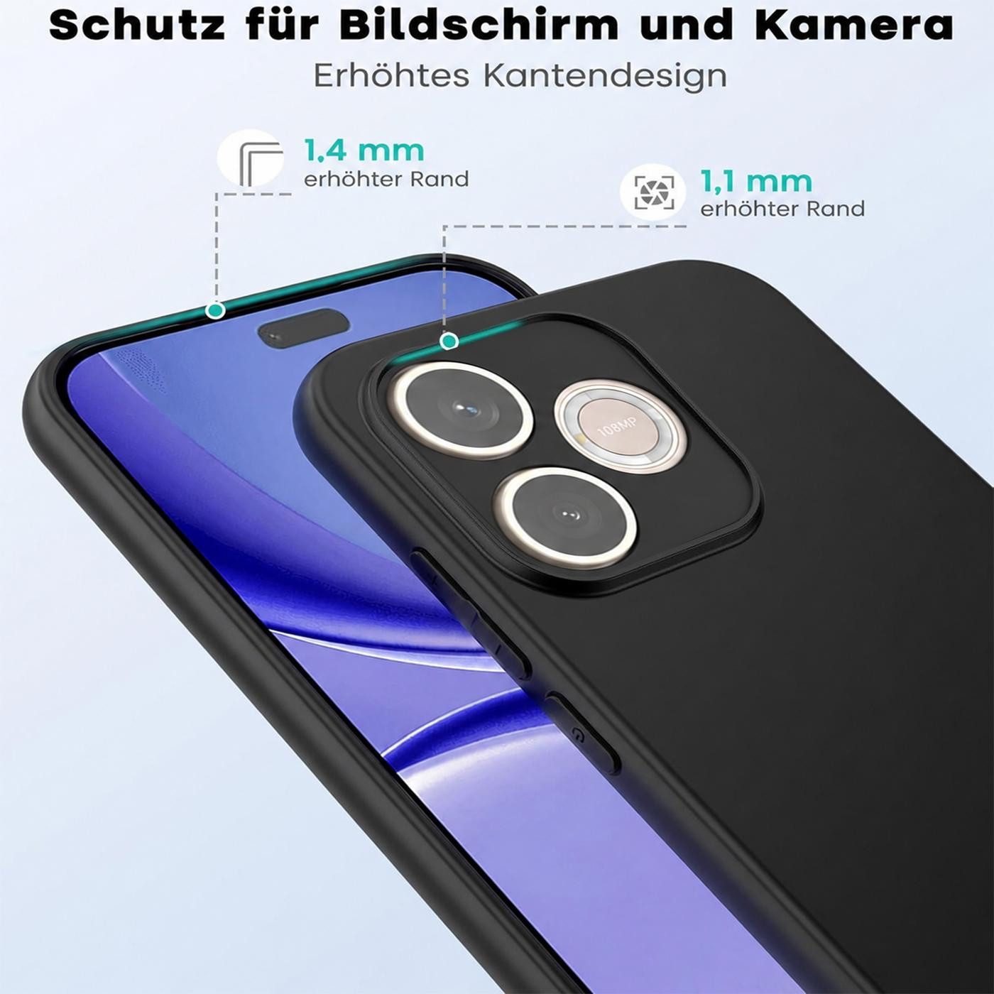 CoolGadget Handyhülle Handy Schutzhülle für Honor 600 Lite matt schwarz, Silikon TPU Hülle Schutz Tasche Cover schlicht Slim Case – Bild 2 von 5