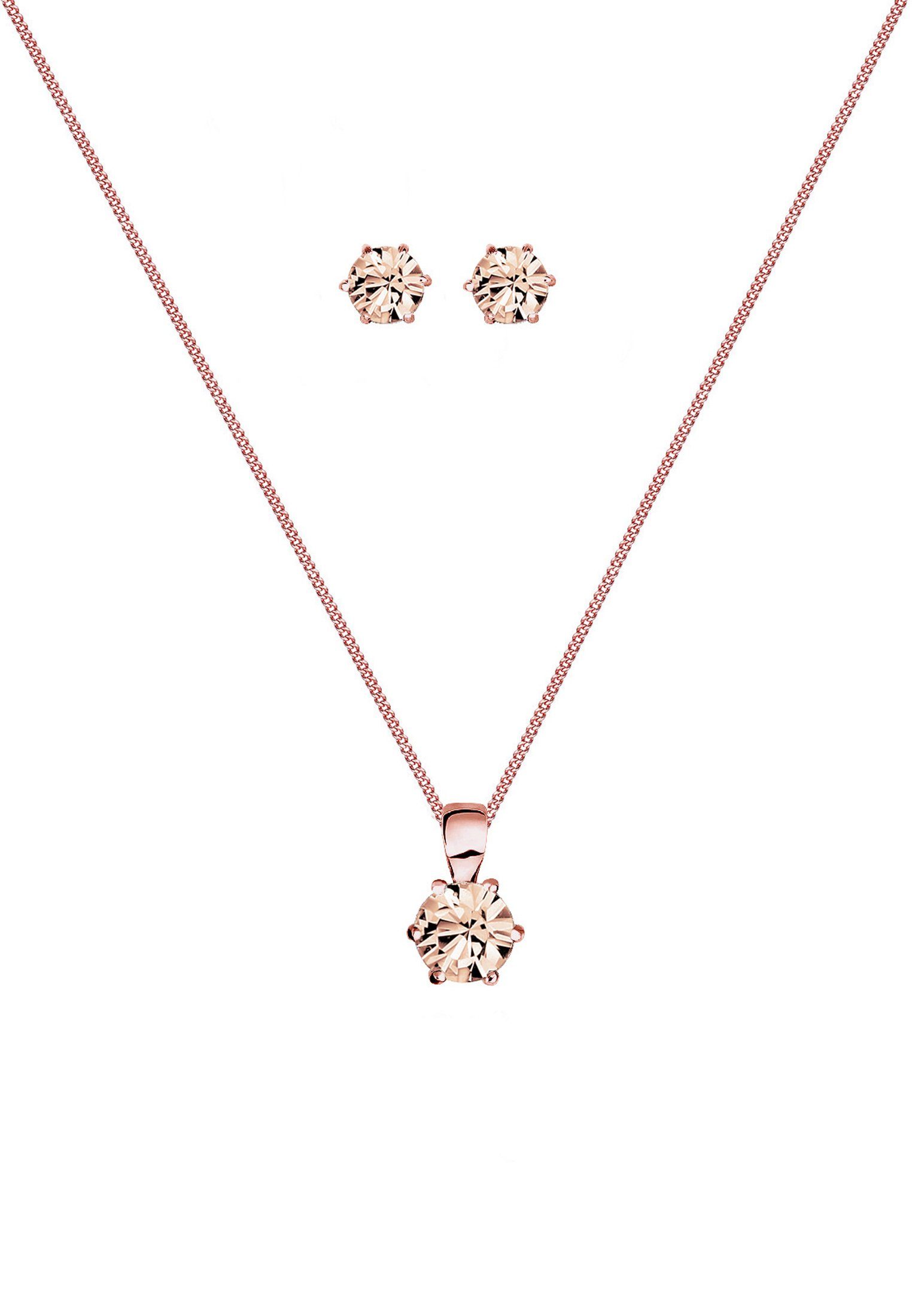 Elli Schmuckset Stecker und Kette mit Kristall Rund 925 Sterling Silber günstig online kaufen