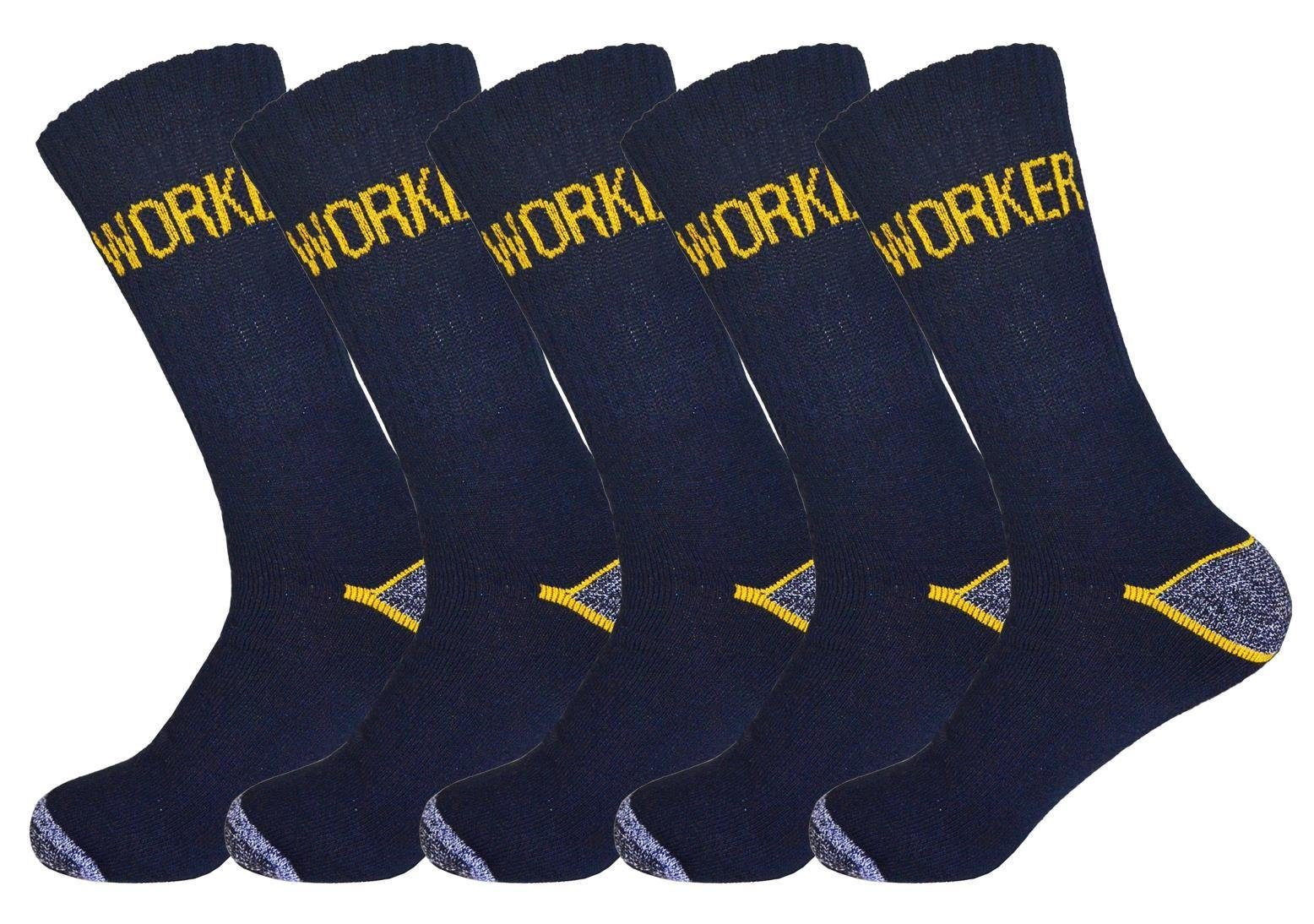 EloModa Arbeitssocken 5 Work Herrensocken 39-42 Arbeiter-Socken Dunkelblau (5-Paar) 43-46 Paar Strick,