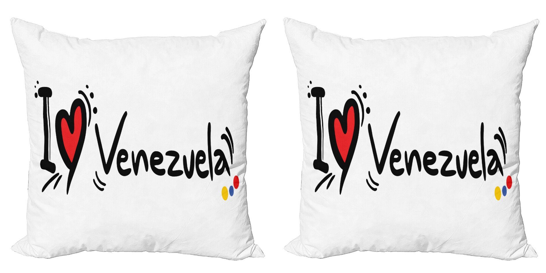 Wording I Accent Digitaldruck, (2 Abakuhaus Modern Venezuela Love Stück), Doppelseitiger Kissenbezüge Venezuela