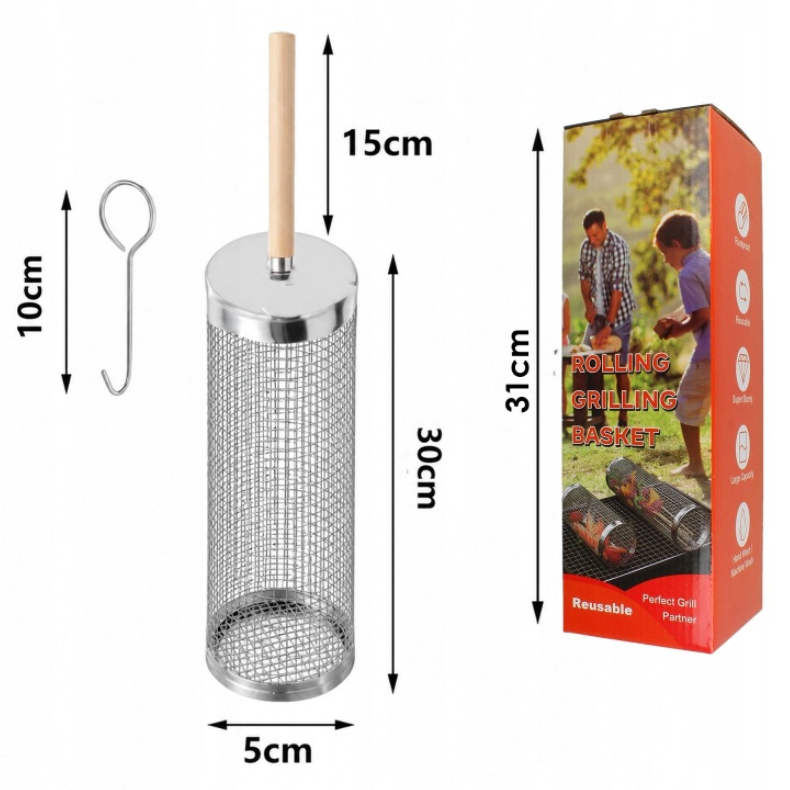Festivalartikel drehbare Lünette Grillkorb Edelstahl 304 Drehbar 360° BBQ Gemüse Fisch Fleisch, (1-St)