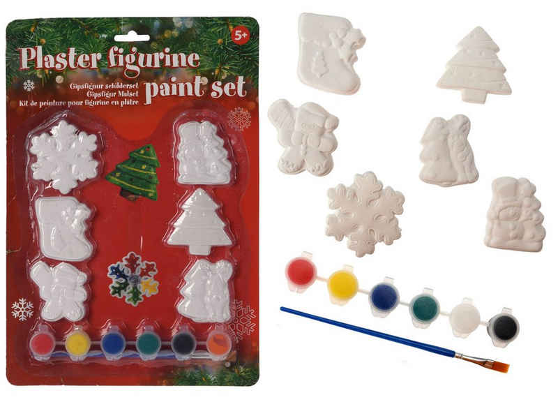 Spetebo Weihnachtsfigur Weihnachts Gipsfiguren zum Bemalen 26 Teile (Set, 26 St., 26-teilig), Malset Bastelset DIY Komplettset