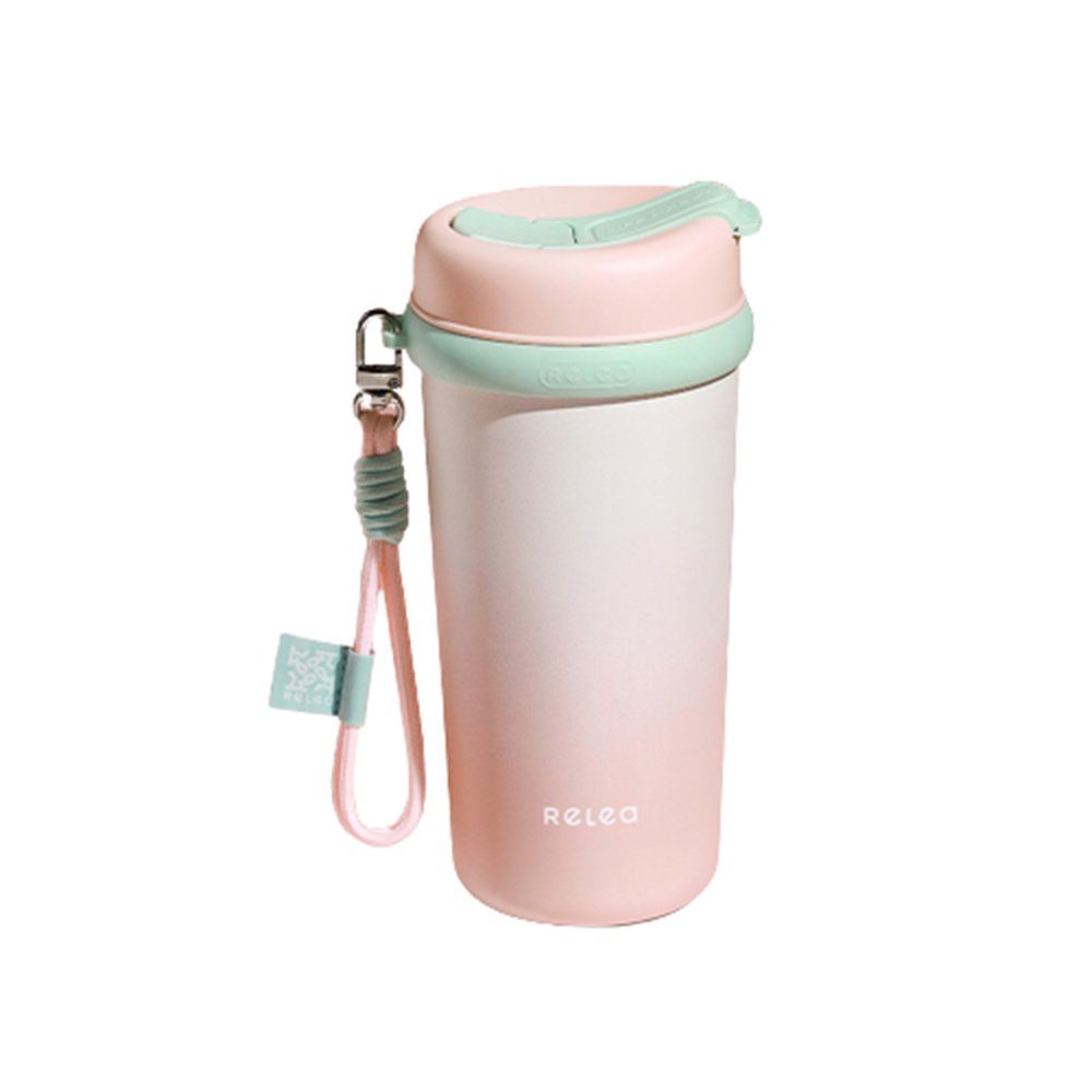 GelldG Becher Kaffeebecher Isolierbecher mit 360°Trinköffnung Travel Mug rosa