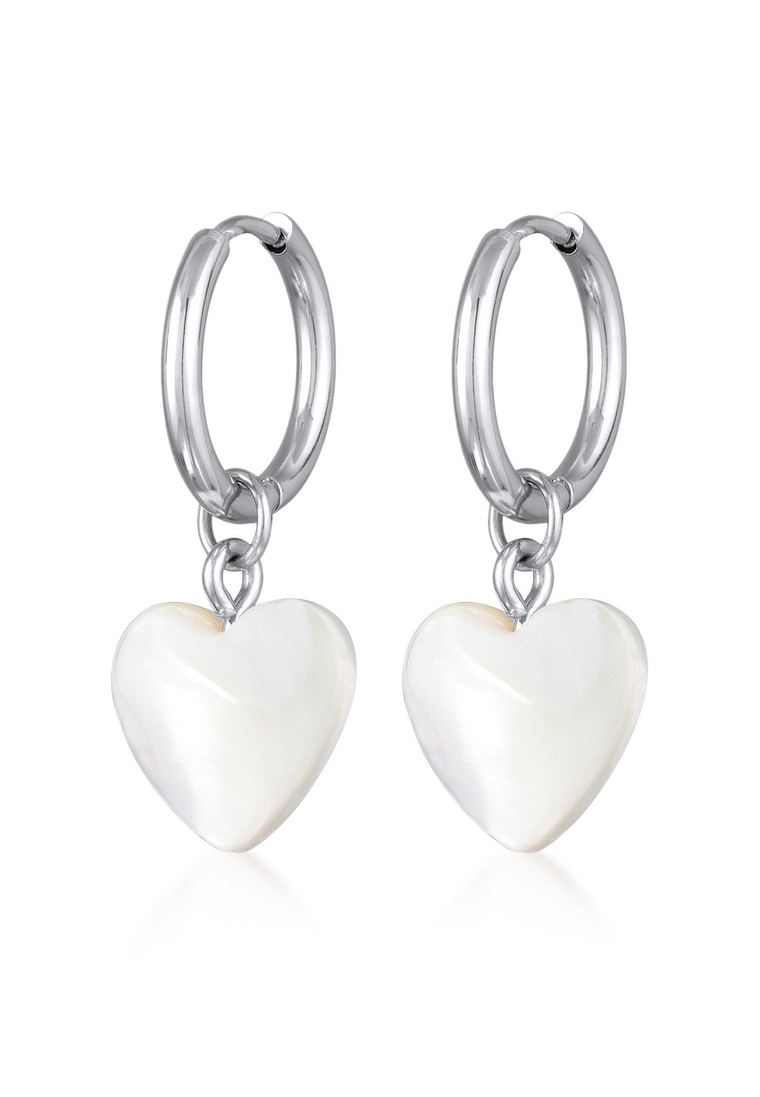 Elli Paar Creolen Creolen Herz Muschel Anhänger Goldfarben, Herz