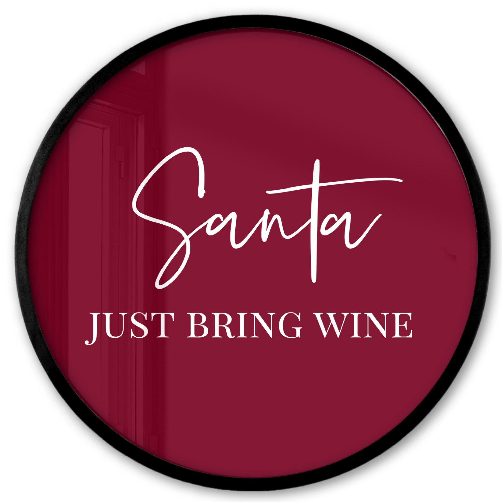 MuchoWow Poster Rund - Weihnachtsmann - Wein - Rot - Weihnachten - Weihnachtsmann, (1 St), Runde Wandbilder, Deko für Wohnzimmer und Schlafzimmer, 40x40 cm