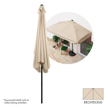 EASYmaxx Sonnenschirm Balkon/Terasse inkl. Handkurbel UV-Schutz 40+, rechteckig 230 x 140 cm beige