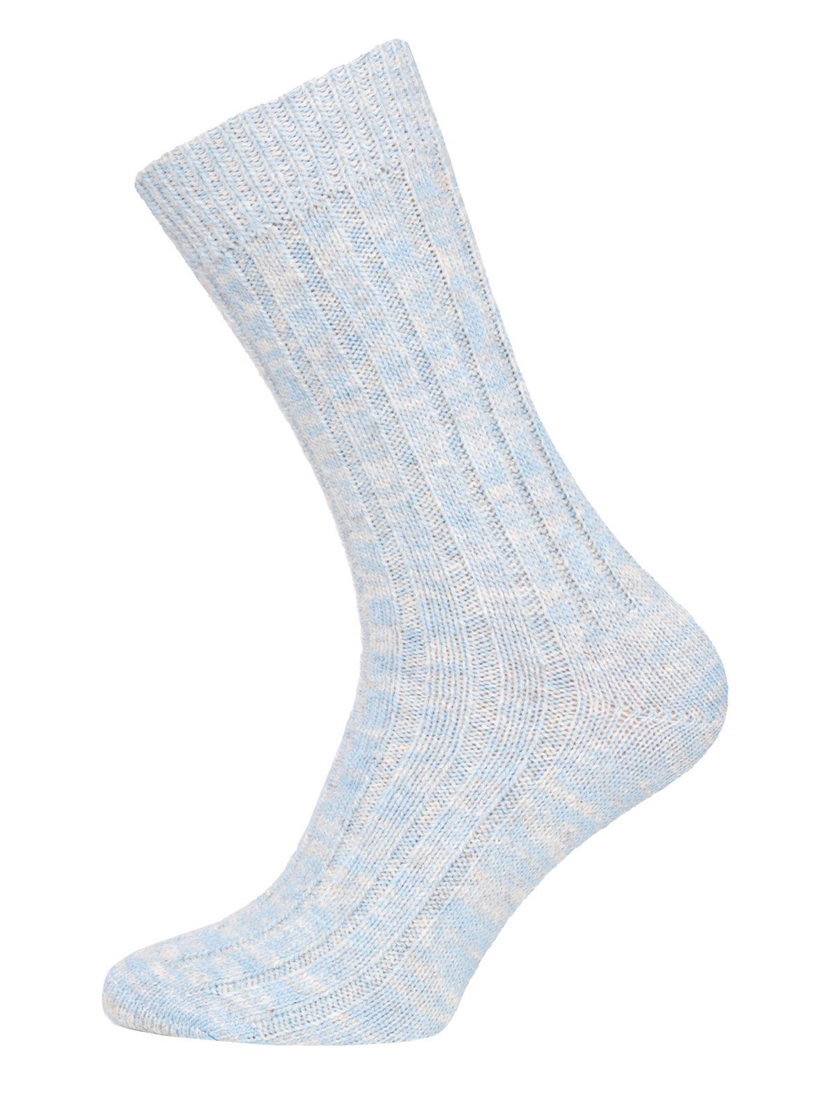 hoch bewertet HomeOfSocks Socken Melierte Wollsocken aus Wollsocken Wollanteil 1 warme mit Paar) und 75% Dünne 75% (Paar, Wolle Hellblau (Schurwolle)