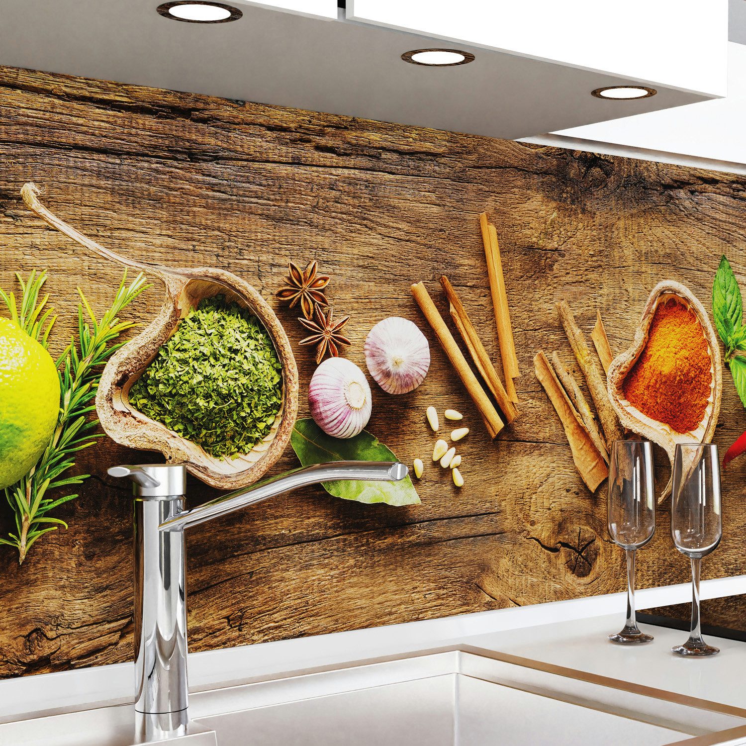 danario Küchenrückwand Folie selbstklebend - Matt - Spritzschutz Küche - versteift & robust