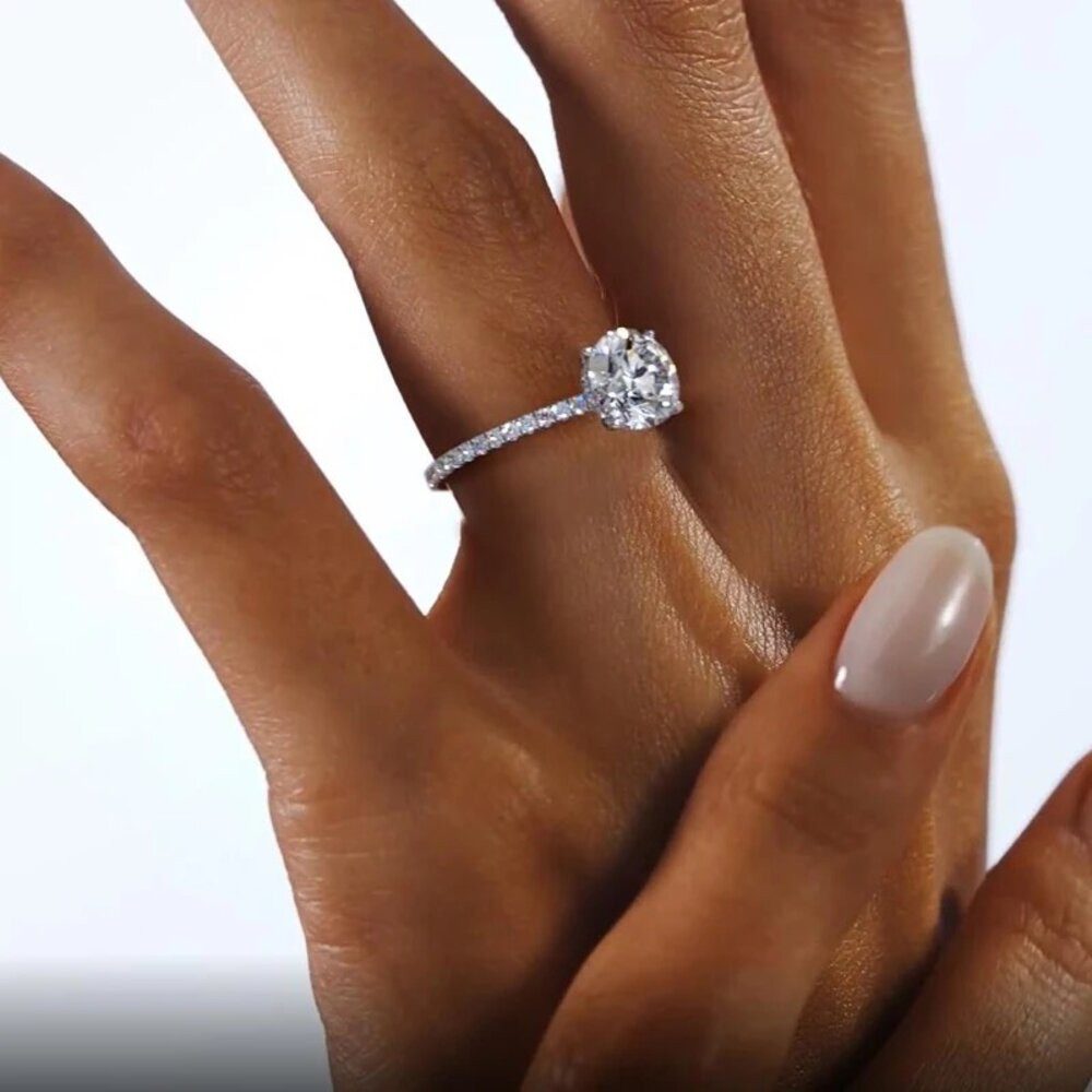 ROUGEMONT Silberring Funkelnder Damen Moissanit Verlobungsring mit Zertifikat 7mm 1,2ct, Echtschmuck