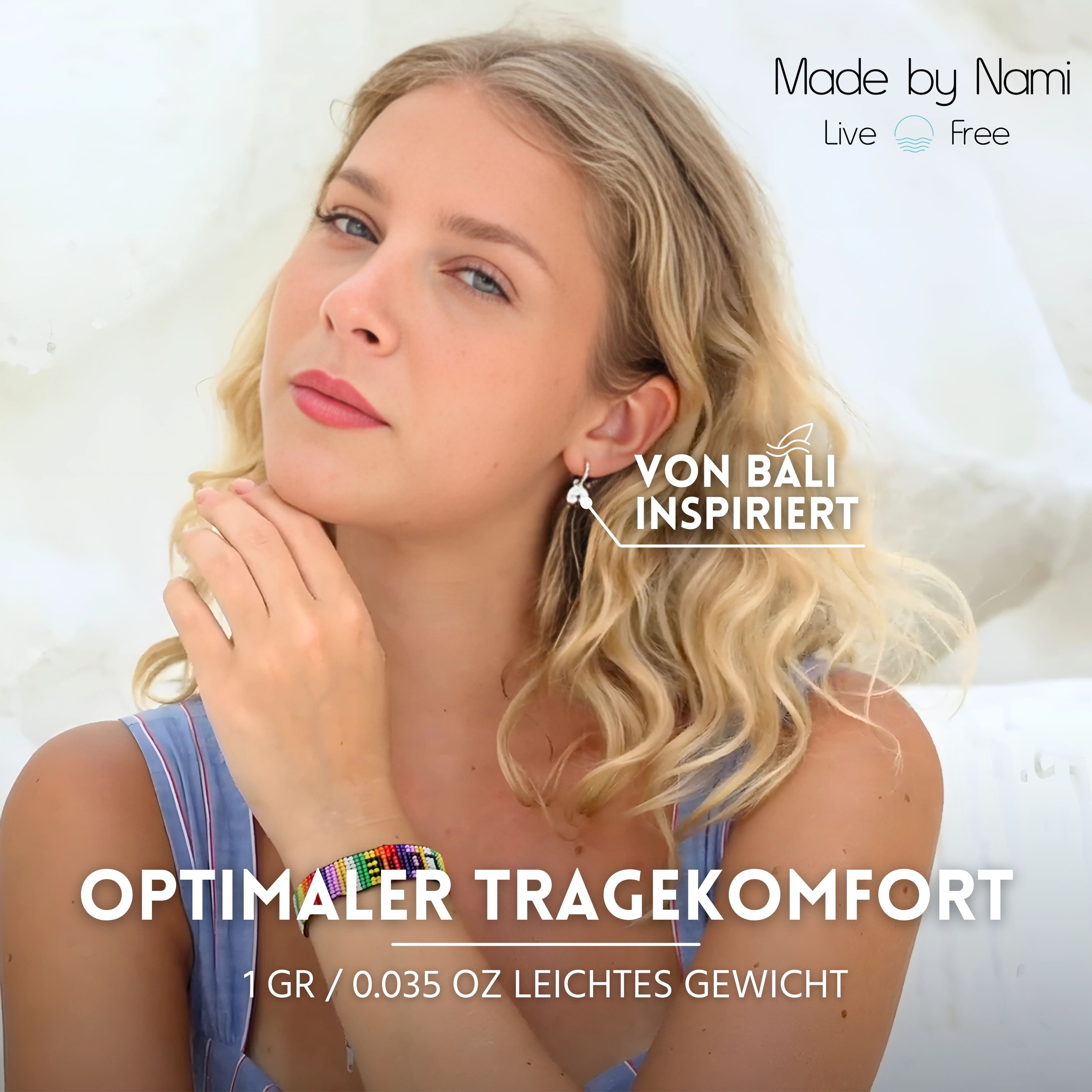 Made by Nami Paar Ohrhänger Set hängende Ohrringe Damen Regenbogen Hypoallergen wasserfest, aus Edelstahl – Boho-Stil – für empfindliche Haut geeignet – Bild 3 von 5