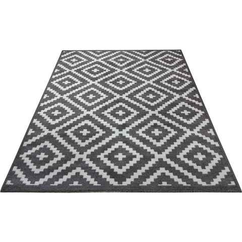 Frisé-Teppich Molly, andas, rechteckig, Höhe: 13 mm, Kurzflor, Geometrisches Rauten Design, Robust, Pflegeleicht, Gekettelt