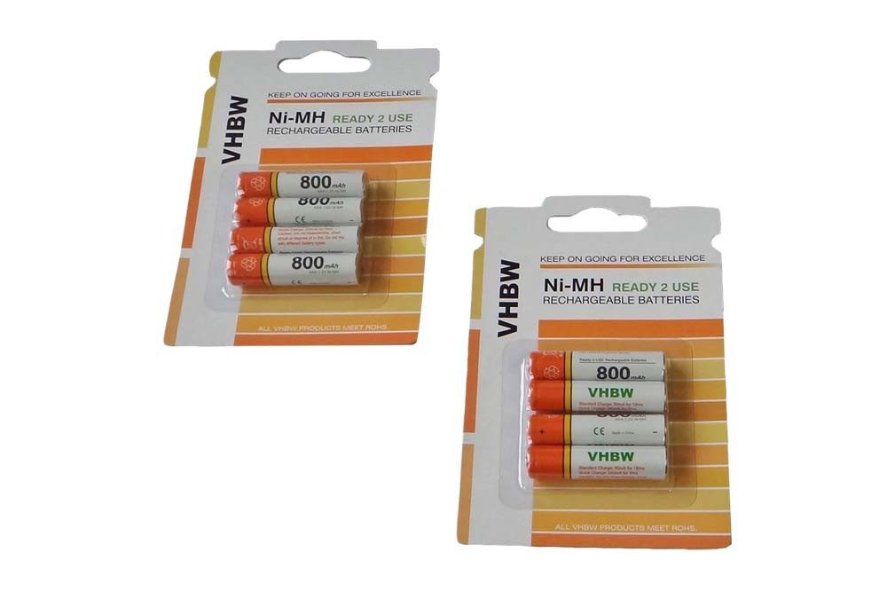 vhbw kompatibel mit Panasonic KX-TGQ400, KX-TGQ200, KX-TGQ500 Akku NiMH 800 mAh (1,2 V)