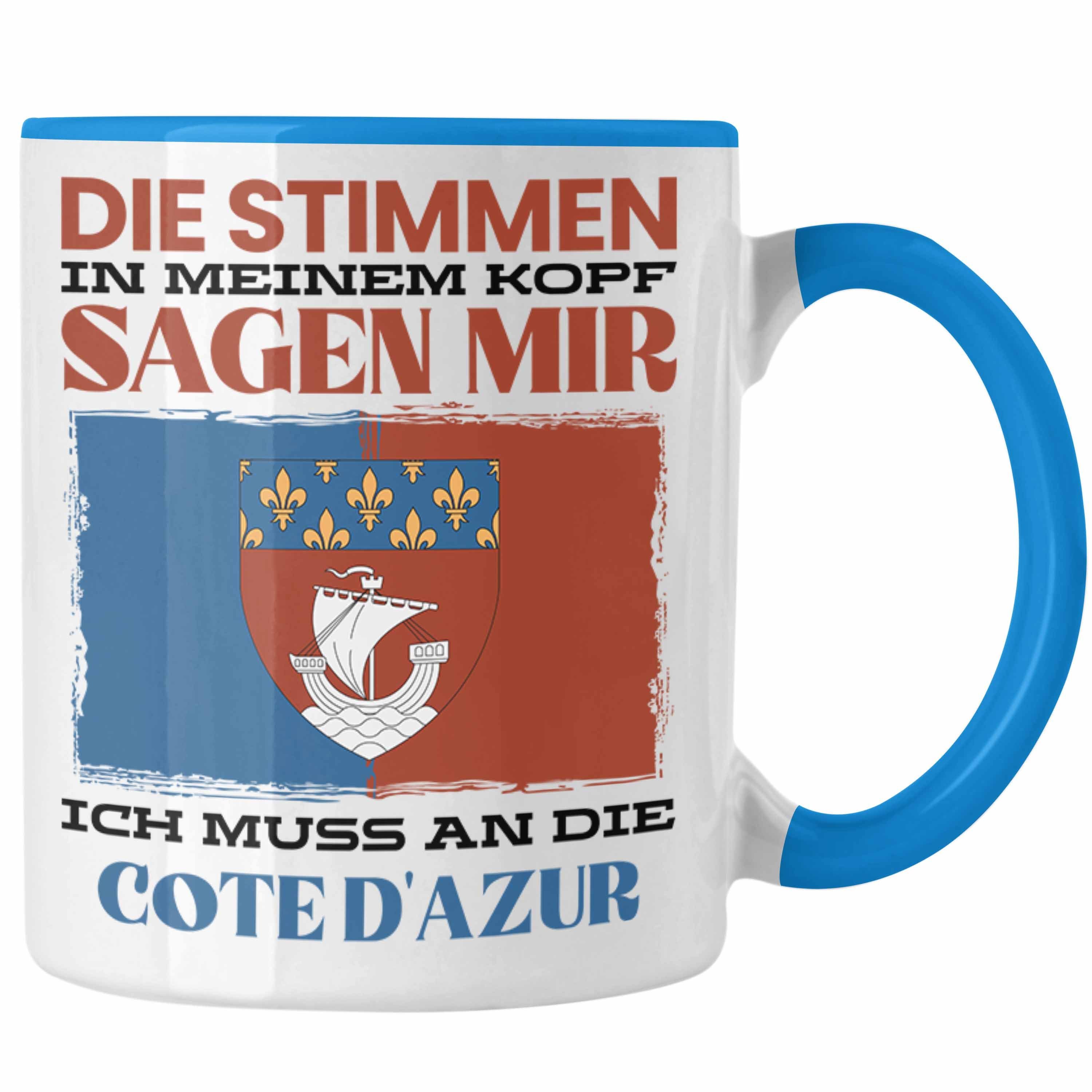 Trendation Tasse Trendation - Cote D'azur Tasse Urlaub Heimat Geschenk Spruch Frankreic Blau