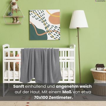 Babydecke Baby- und Kinderdecke aus kuschelweichem Strick in 70x100 cm, wometo, hochwertig gearbeitete Strickdecke für Babys in Grob-Strick-Optik