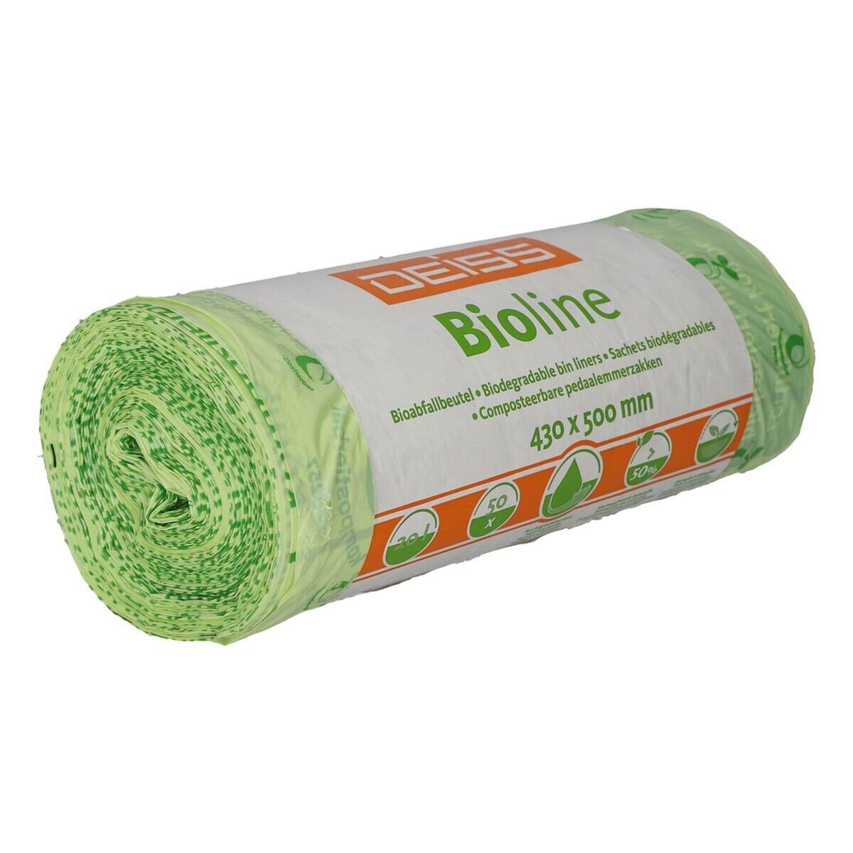 Deiss Müllbeutel Bioline, 20 Liter, 50 Stück/Rolle, kompostierbar
