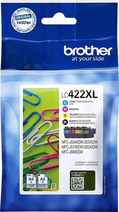 Brother LC-422XL Value Pack Tintenpatrone (Packung, 4-tlg) schwarz, cyan, magenta, gelb