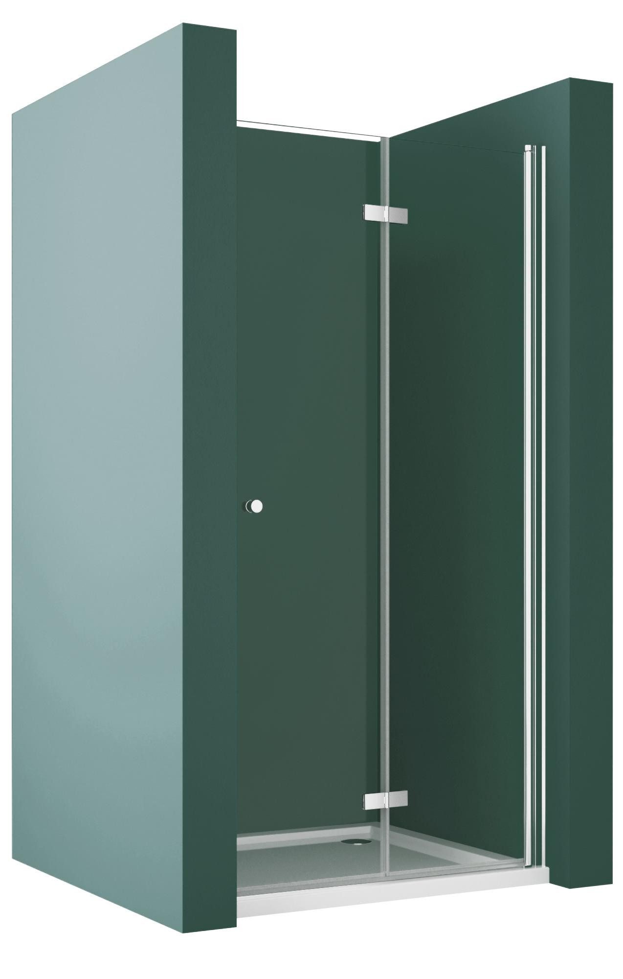 Hopibath Dusch-Falttür Nischentür Dusche Drehtür H:185cm, 75x185 cm, 5mm Sicherheitsglas, (180º Falttür, mit Alu-Bodenleiste & Magnetdichtleisten) B:120/100/90/80/75cm
