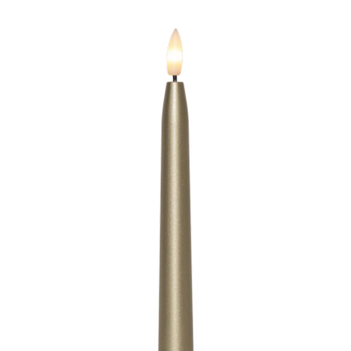 STAR TRADING LED-Kerze LED Stabkerzen "FLAMME METAL" 2er Set gold 28,5cm, warmweiß
