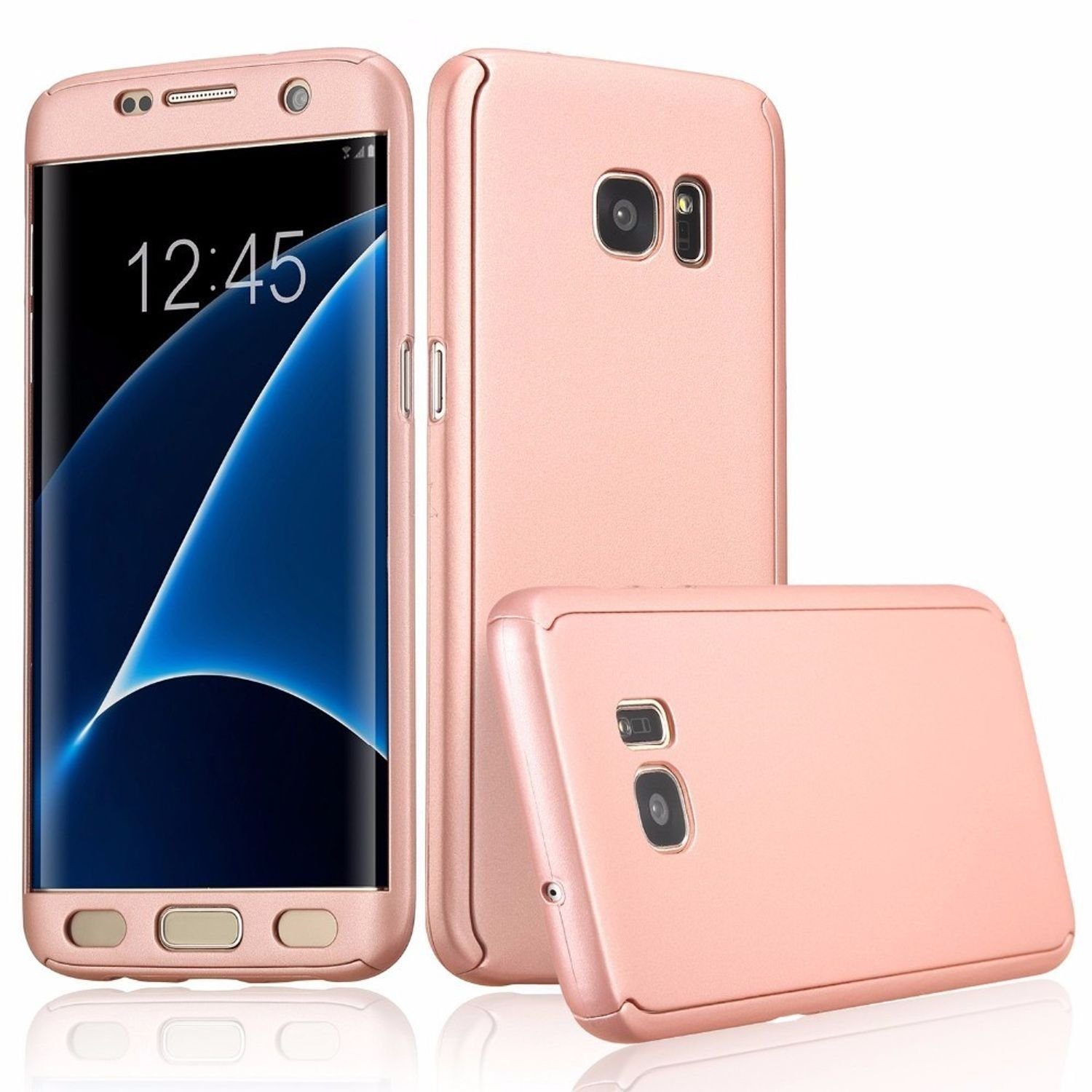 König Design Handyhülle Samsung Galaxy S6 Edge, Samsung Galaxy S6 Edge  Handyhülle 360 Grad Schutz Full Cover Rosa