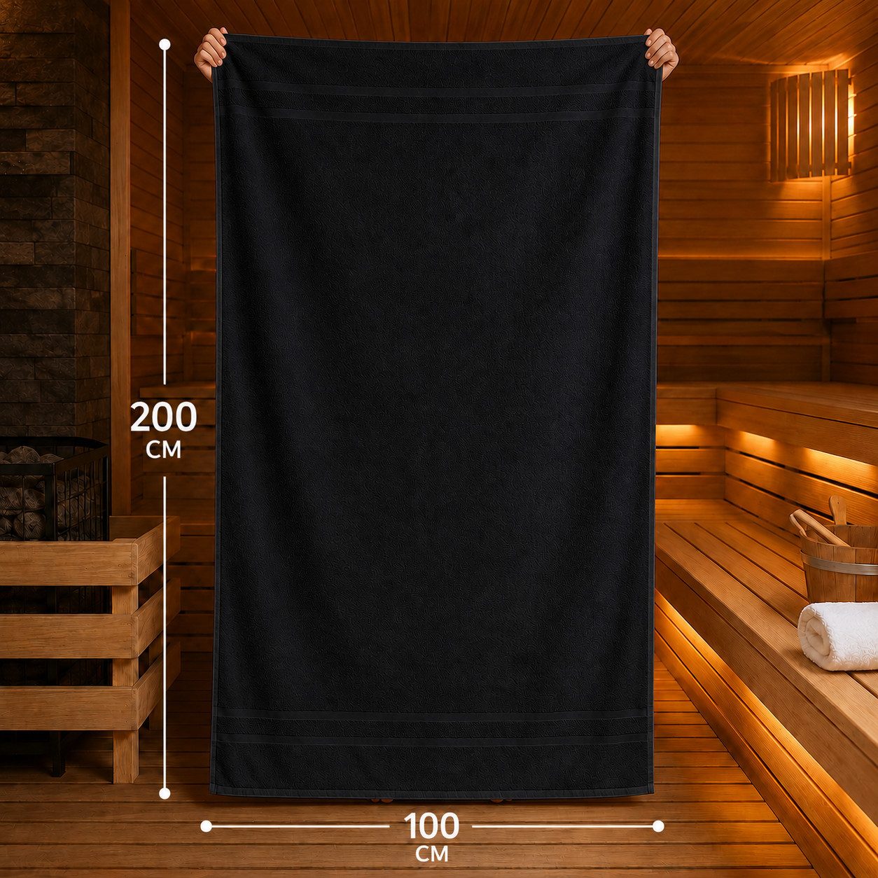 Komfortec Saunatuch 100x200 Extra Große XXL Premium Saunatuch, Unifarben (1-St), extra Große XXL, Schnelltrocknend, Frottee, Weich, Baumwolle – Bild 4 von 5