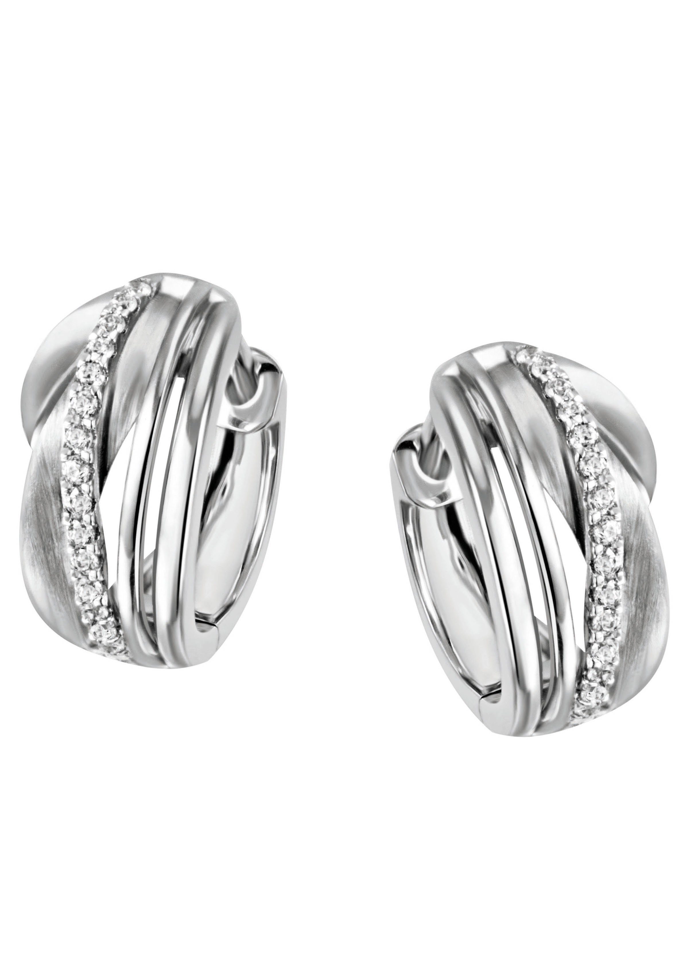 Paar Creolen Schmuck Geschenk Silber 925 in tlw. verschlungener Optik rhodiniert