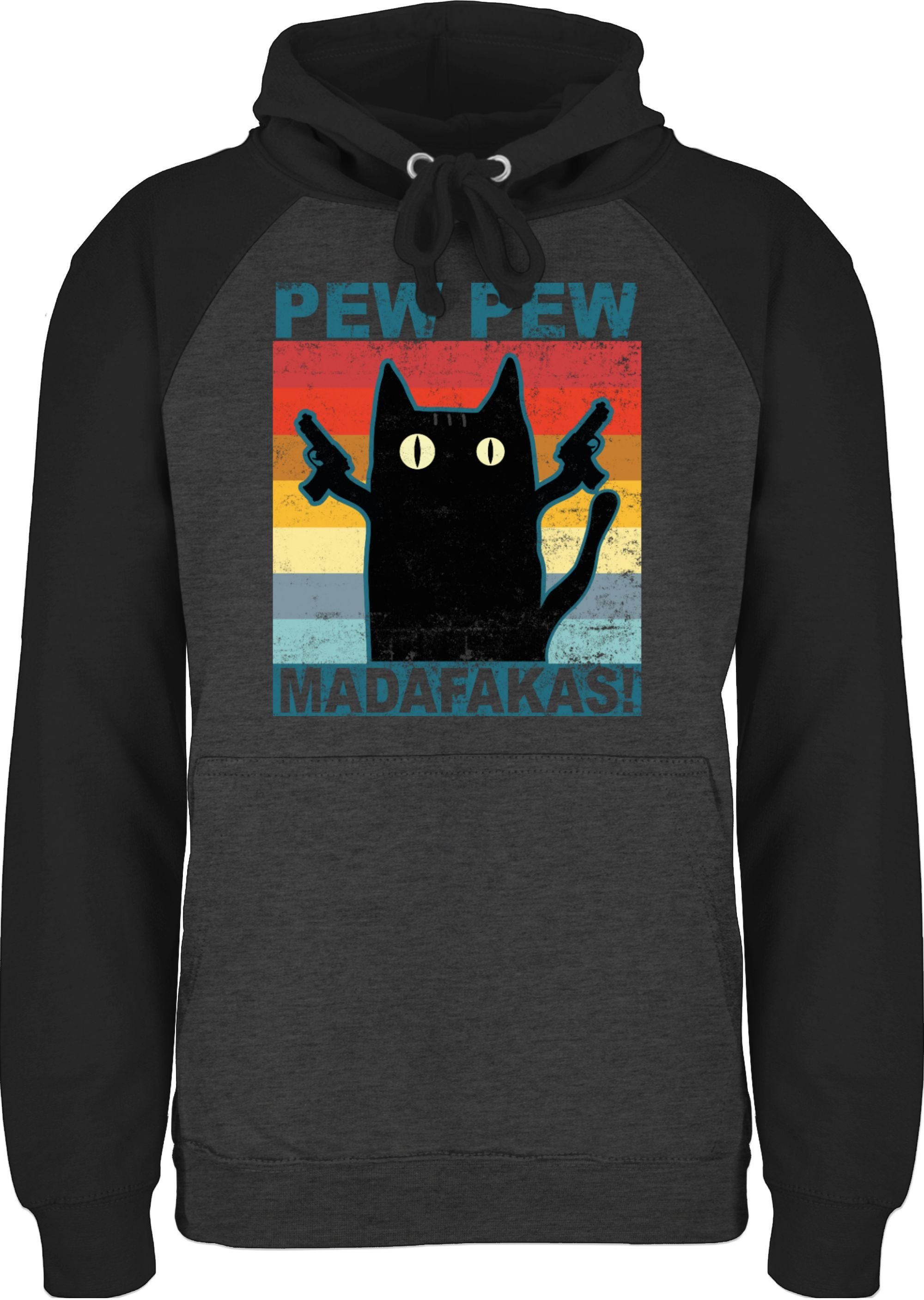 Shirtracer Hoodie »Pew Pew Madafakas Katze Vintage Sprüche Statement mit Spruch Unisex