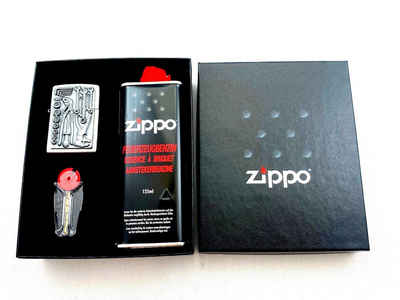 Zippo Feuerzeug ZIPPO Geschenkset Toolbox Werkzeugkasten Mechaniker Handwerk Feuerzeug (4 teiliges Set inkl. Zippo, Benzin, Feuersteine und Geschenkbox)