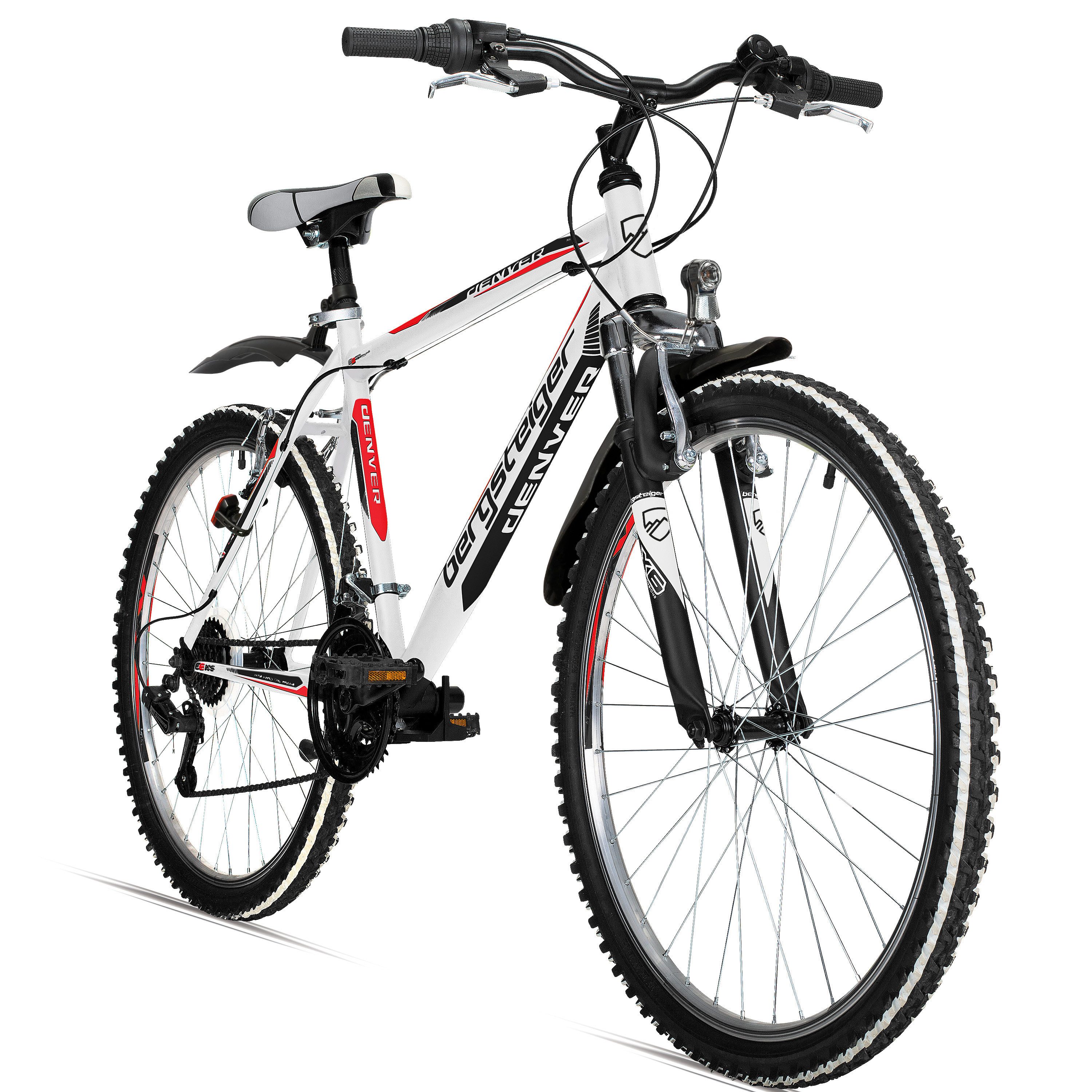 bergsteiger Mountainbike Denver 26 Zoll Mountainbike, geeignet ab 155 cm, 18 Gang Shimano Tourney RD-TZ50 Schaltwerk, Kettenschaltung