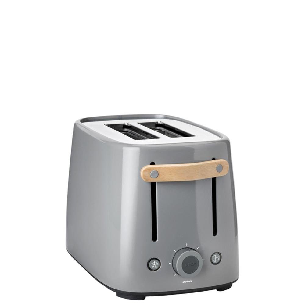 Stelton Toaster Emma, 2 kurze Schlitze, für 2 Scheiben, 2-Scheiben-Toaster, mit 7 Bräunungsstufen, Bagel-Funktion grau
