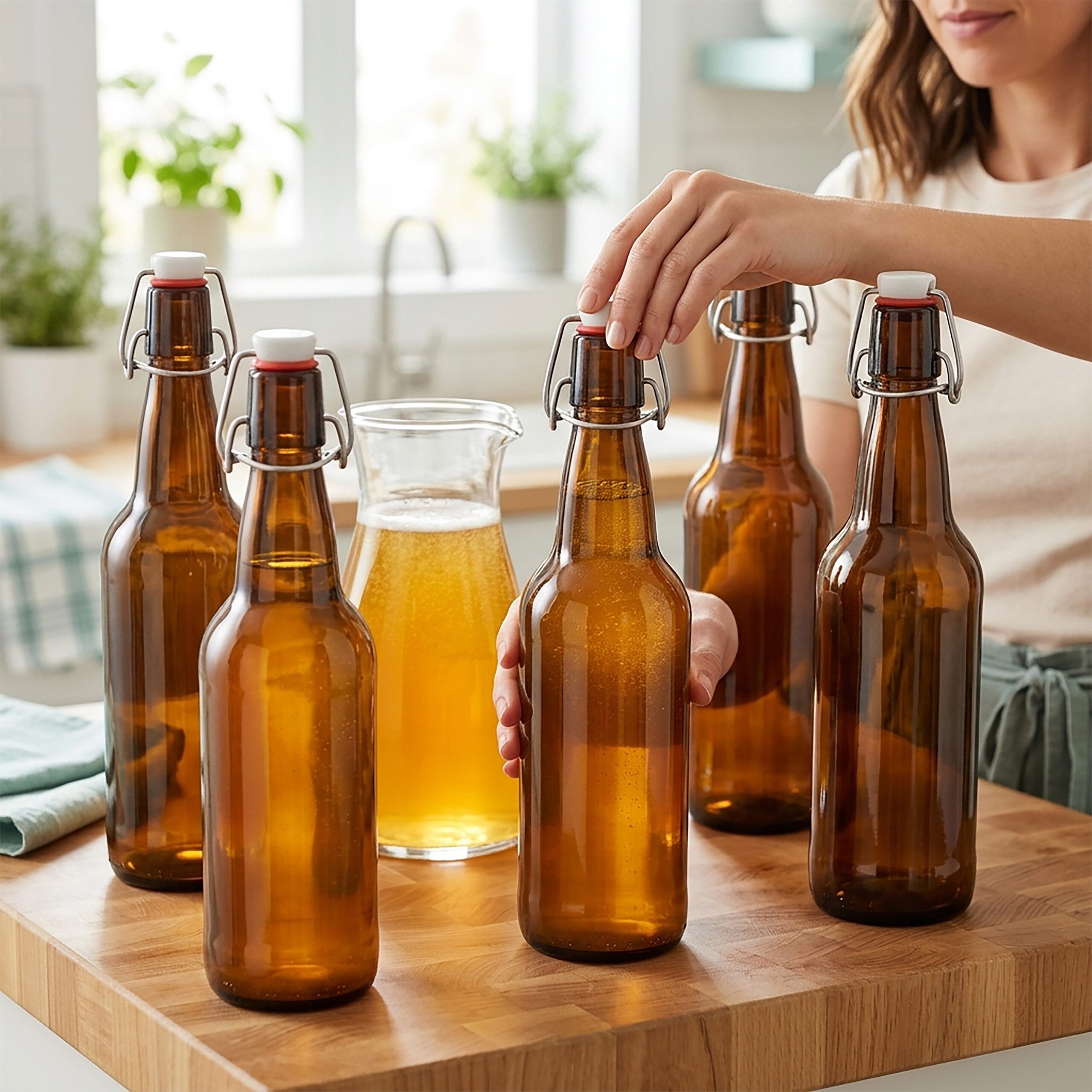 relaxdays Einmachglas 6x Flaschen zum Befüllen Bügelverschluss, Glas, Einweckglas, Sturzglas
