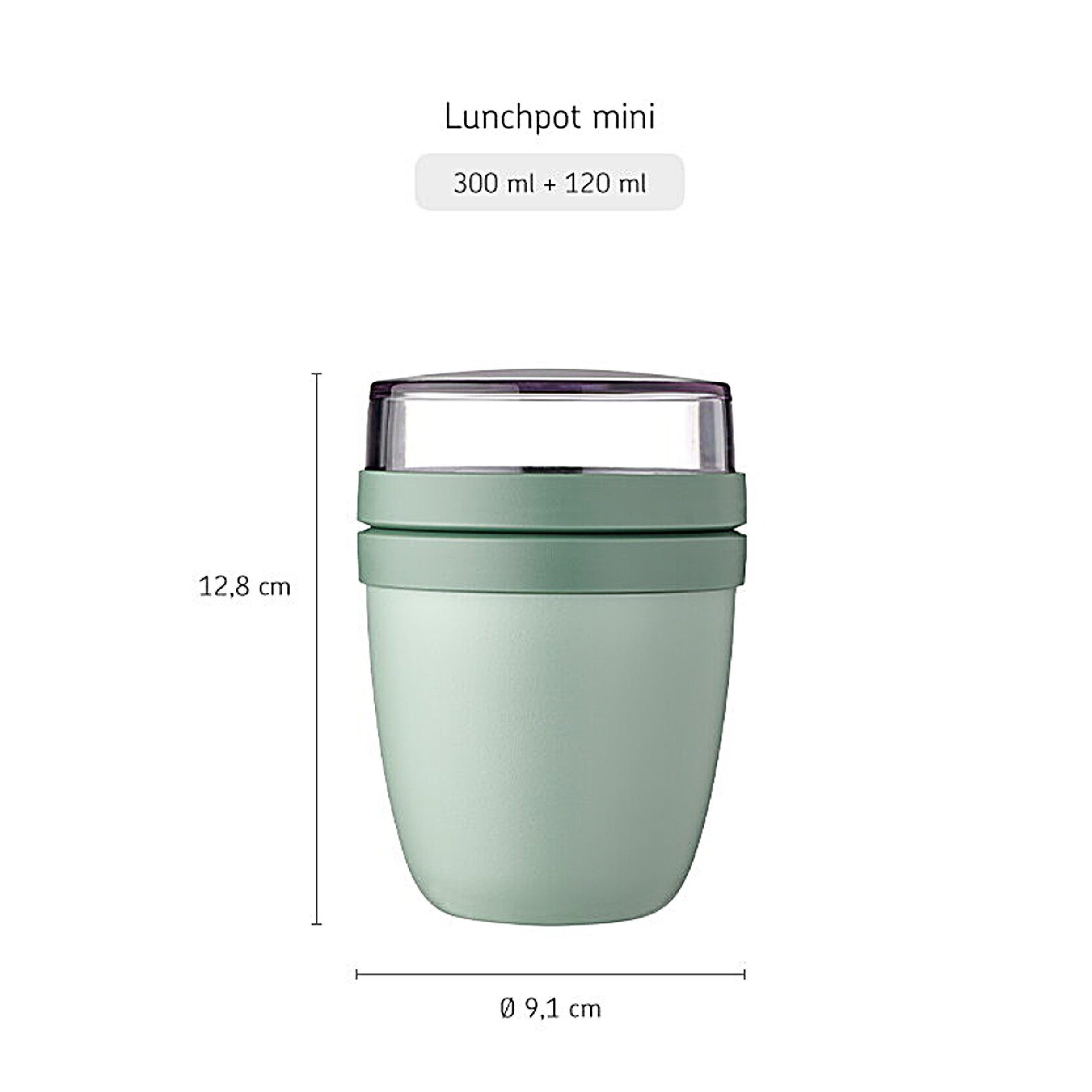 Mepal Lunchbox Lunchpot Mini Ellipse Mixed, Vivid Lilac & Green, 300 & 420 ml, Polypropylen (PP), PCTG, praktischer Reisebecher, Joghurtbecher To Go, spülmaschinengeeignet