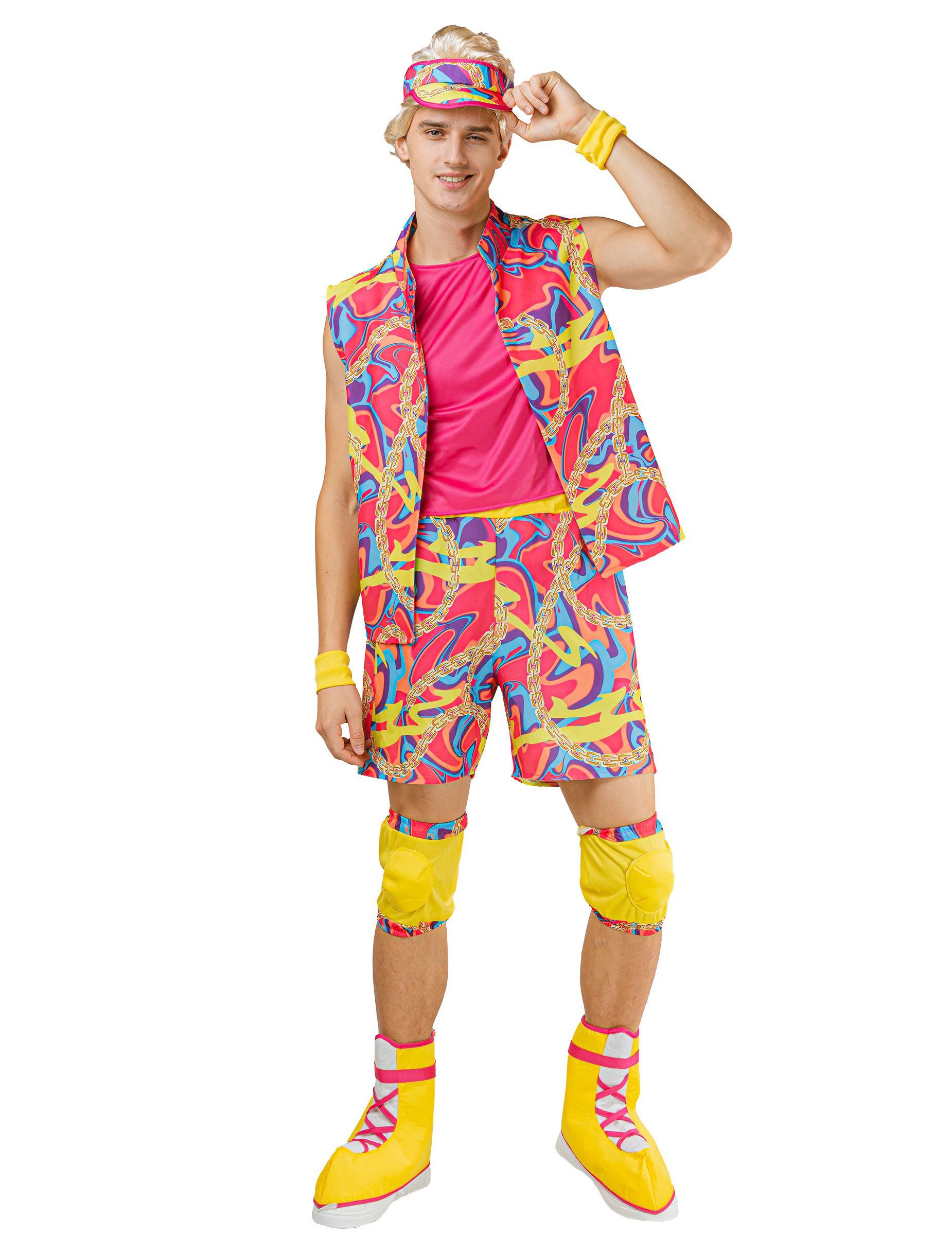 Kostüm Rollerboy Herren Pink-Bunt