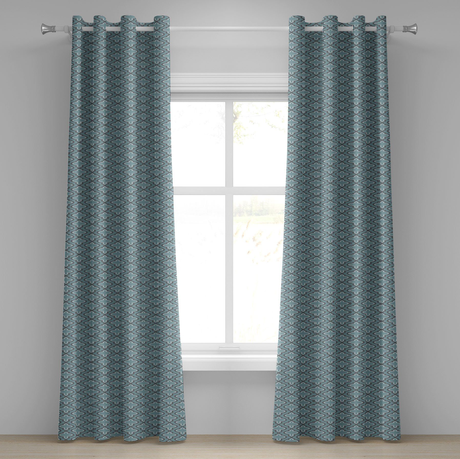 Gardine Dekorative 2-Panel-Fenstervorhänge für Schlafzimmer Wohnzimmer, Abakuhaus, Türkis Shapes Runden