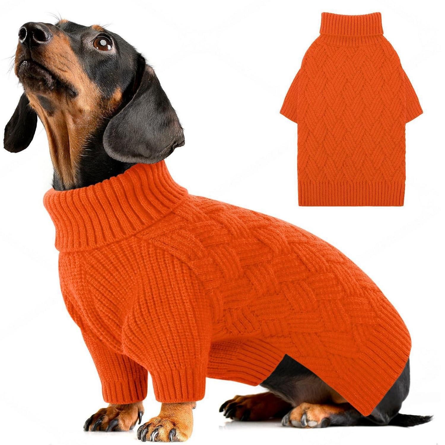 LuxusKollektion Hundepullover Hundepullover XS Orange Warmer Strickpullover
