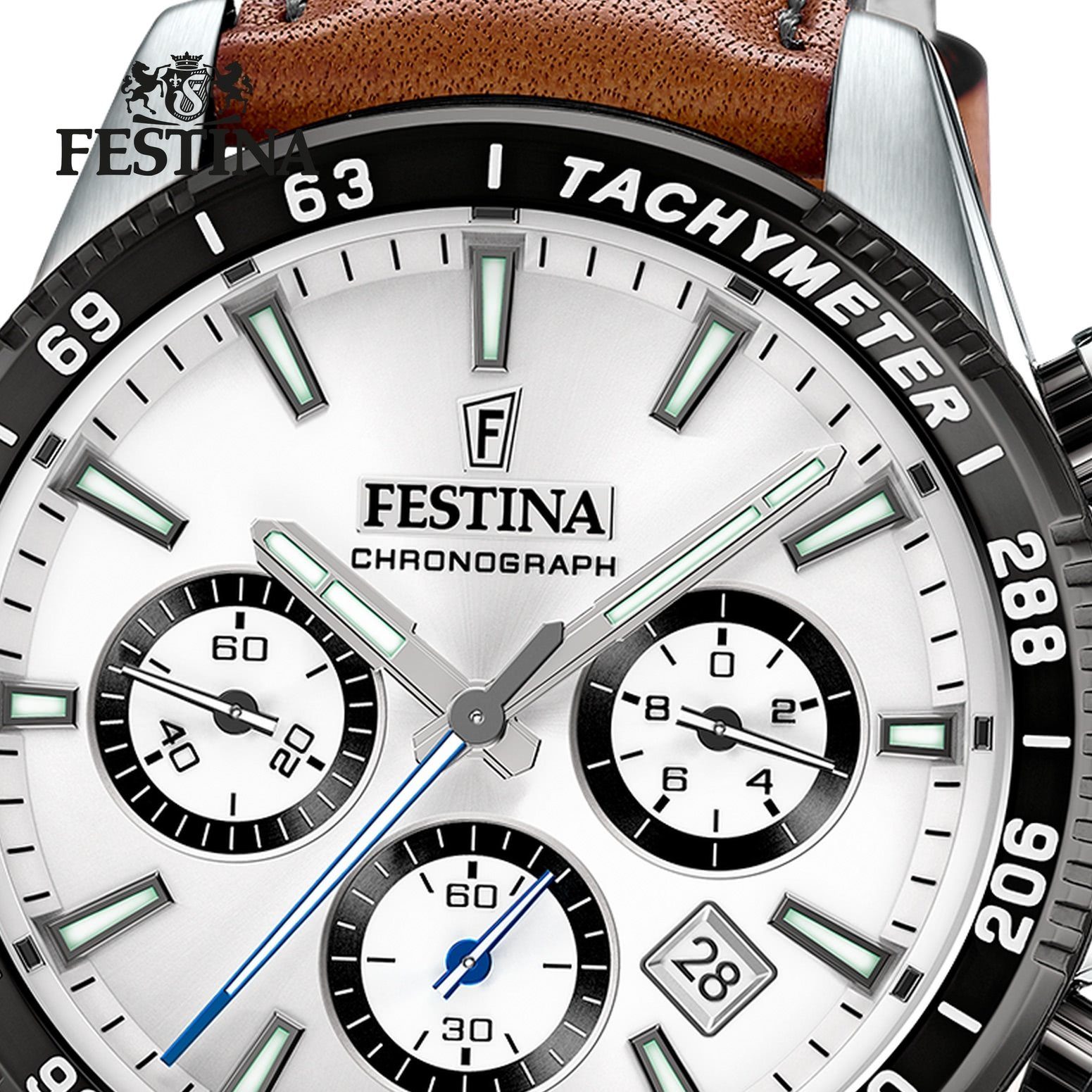 Festina Quarzuhr Festina Herrenuhr Timeless Chronograph, (Analoguhr), Herren Armbanduhr rund, Lederarmband braun, Elegant
