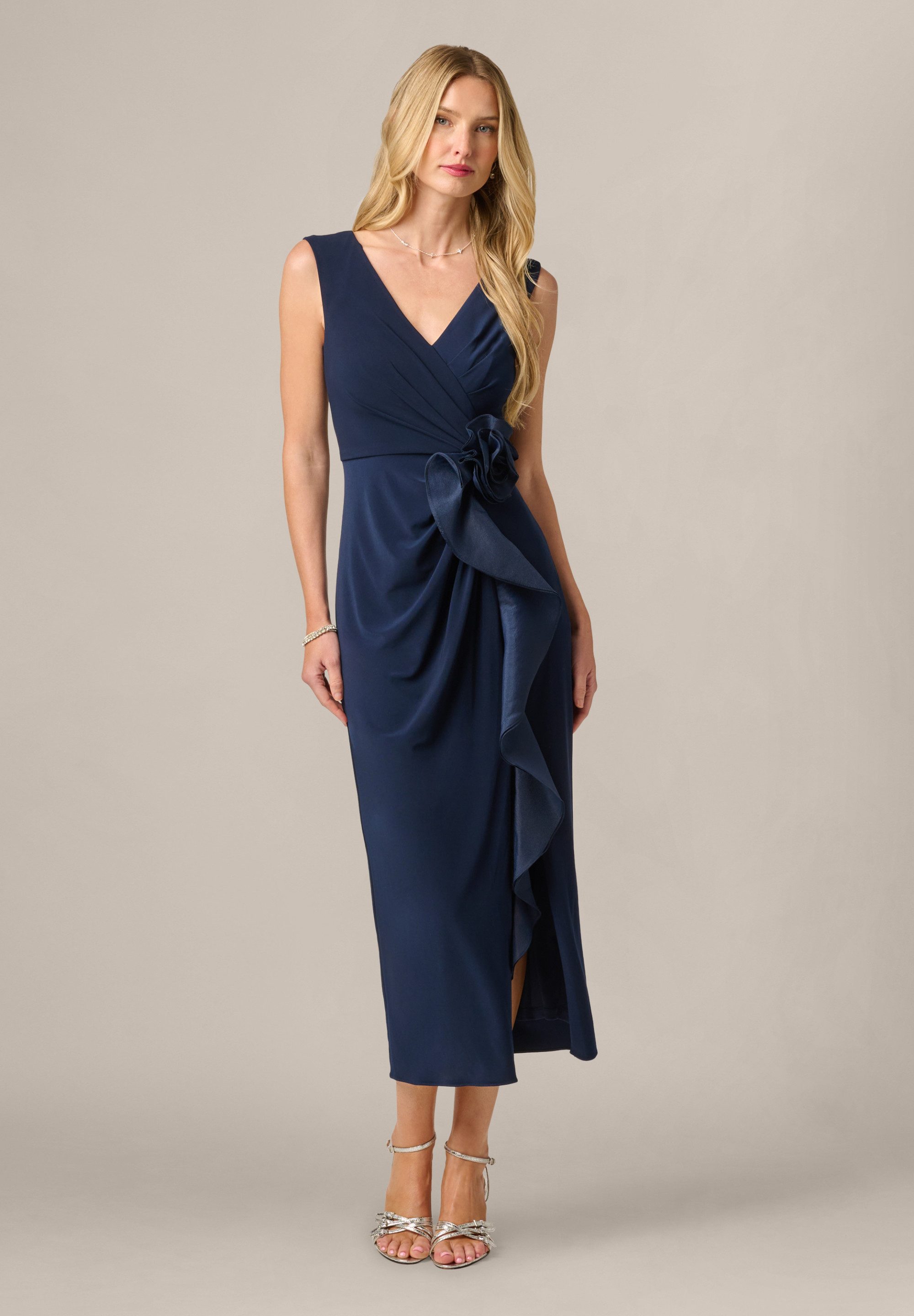 Adrianna Papell Jerseykleid Jersey Combo Ankle Dress Elegantes und auffälliges knöchellanges Midi-Kleid aus Jersey