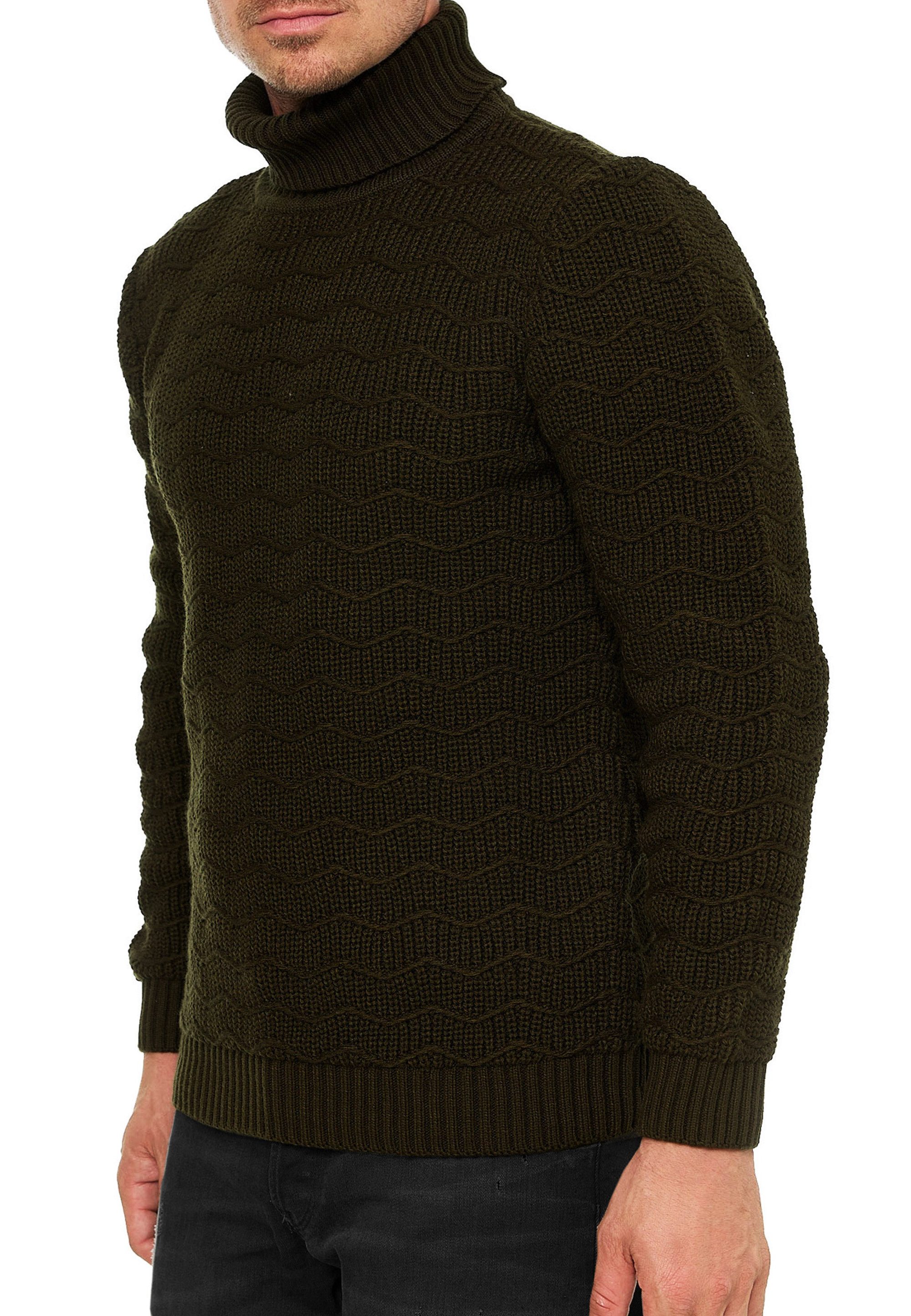 R-NEAL Rollkragenpullover Schwerer Grobstrick Rollkragen-Pullover Freizeit günstig online kaufen